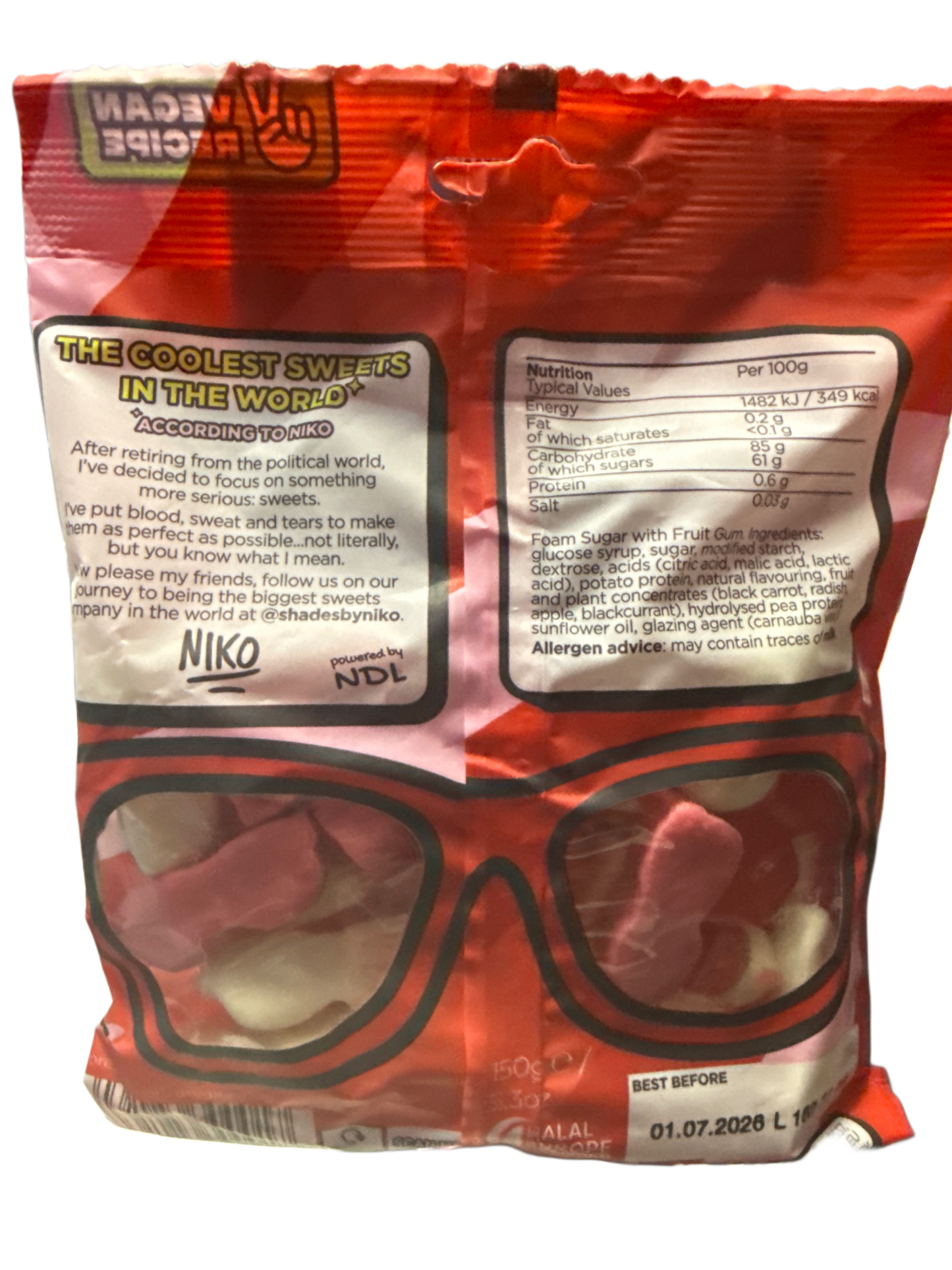 Shades By Niko Straight Up Strawberry Flavour 50G - U.K Edition