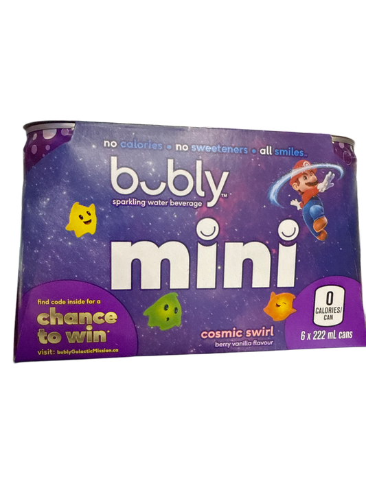 Bubly Limited Edition Super Mario Galaxy Cosmic Swirl Flavour 6 Pack 222ML - Canadian Edition