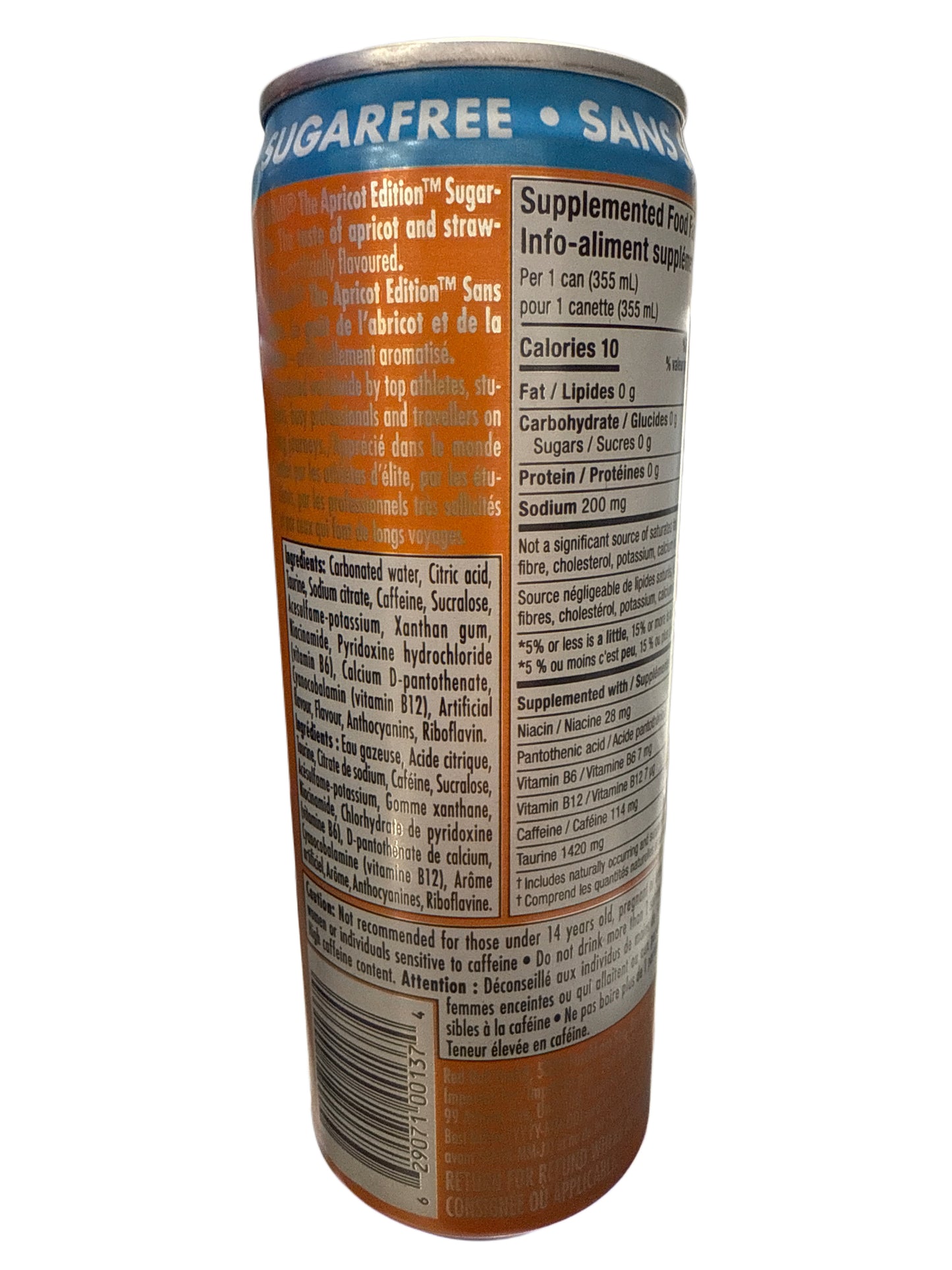 Red Bull Sans Sucre Saveur Abricot Fraise 355ML - Canadian Edition