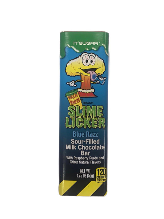 Toxic Waste Slime Licker Sour Filled Milk Chocolate Bar Blue Razz 1.75OZ - Extreme Snacks