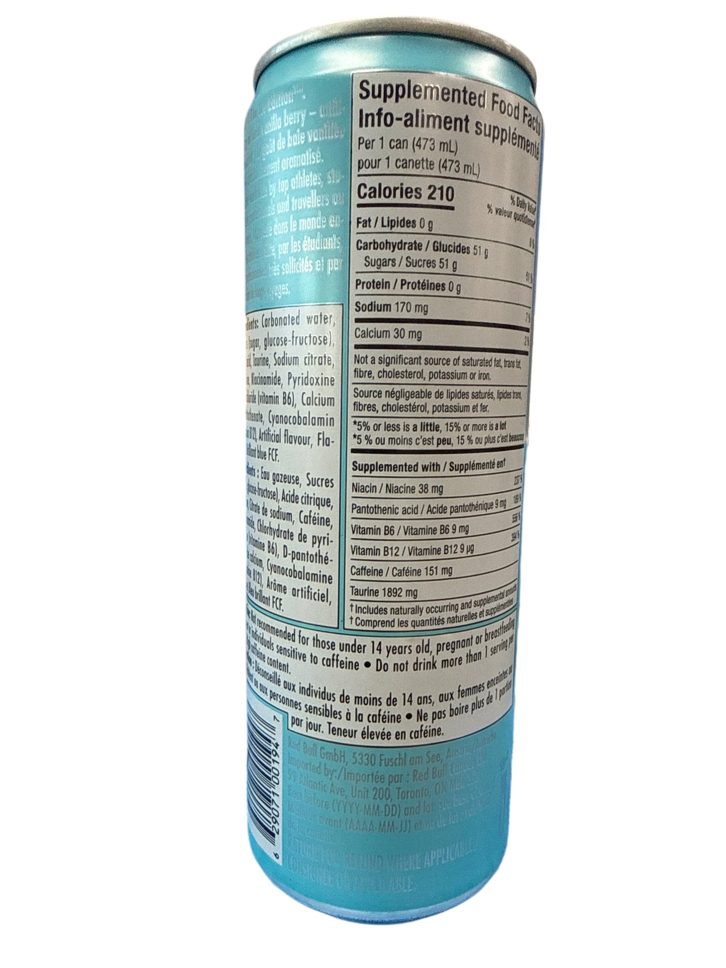 Red Bull Ice Edition Iced Vanilla Berry Energy Drink 473ML - Canadian Edition