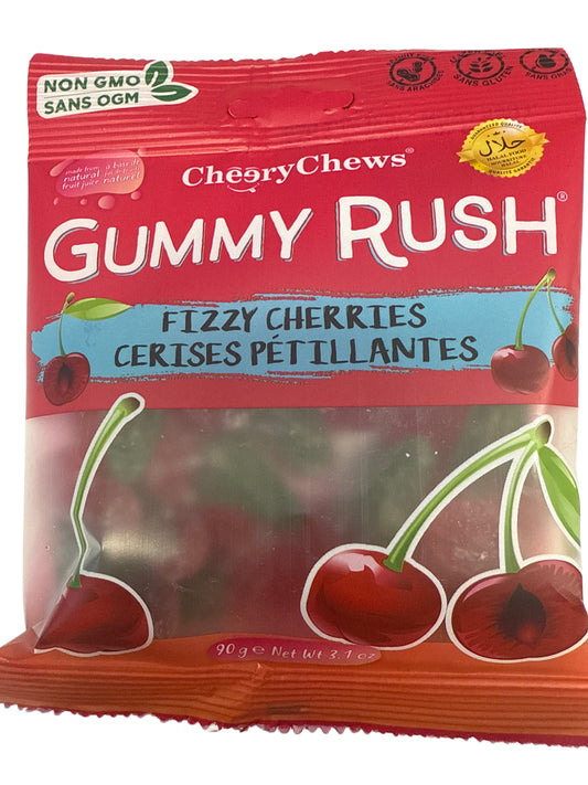 Gummy Rush Cheeries Pétillants Bonbons Sans OGM 90G - Édition Canadienne