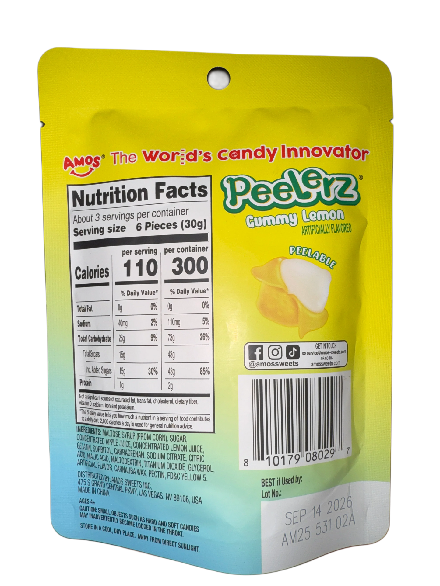 Amos Peelerz Gummy Lemon 85G - U.S Edition