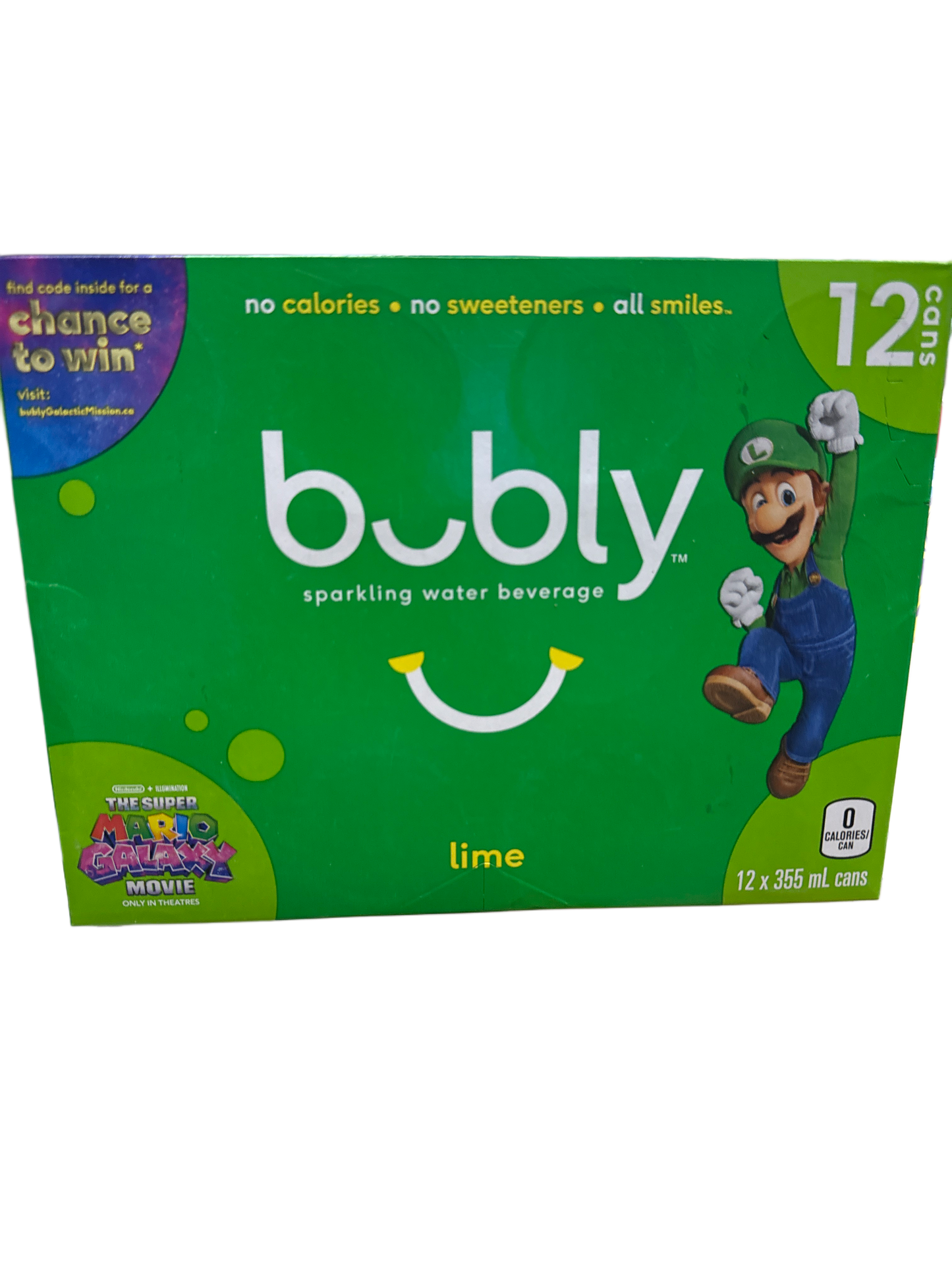 Bubly Limited Edition Super Mario Galaxy Lime 12 X 355ML - Canadian Edition