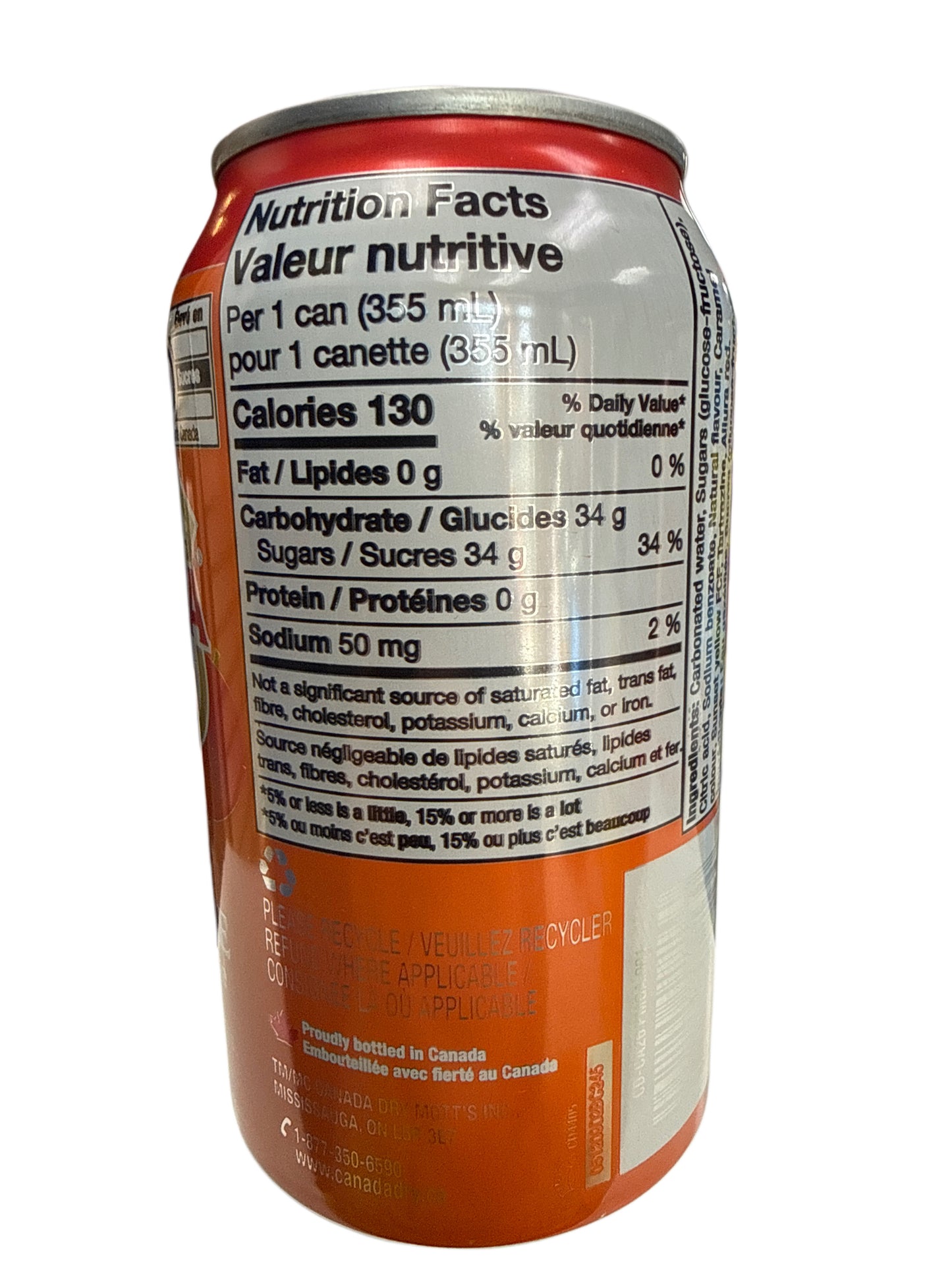 Canada Dry Ginger Ale de Durazno, Mango y Jengibre 355ML - Edición Canadiense