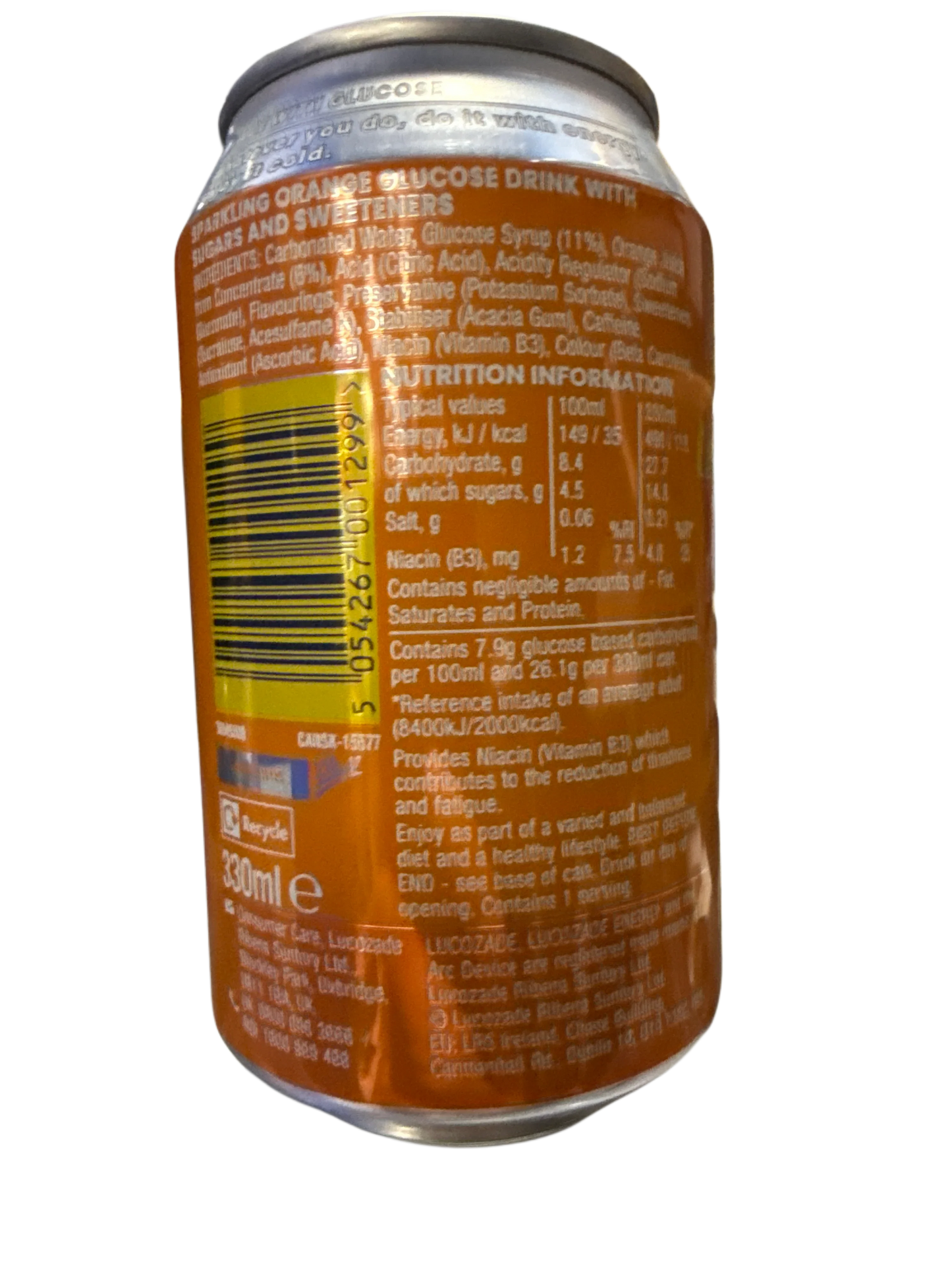 Lucozade Orange Flavoured Energy Drink 330ML - U.K Edition