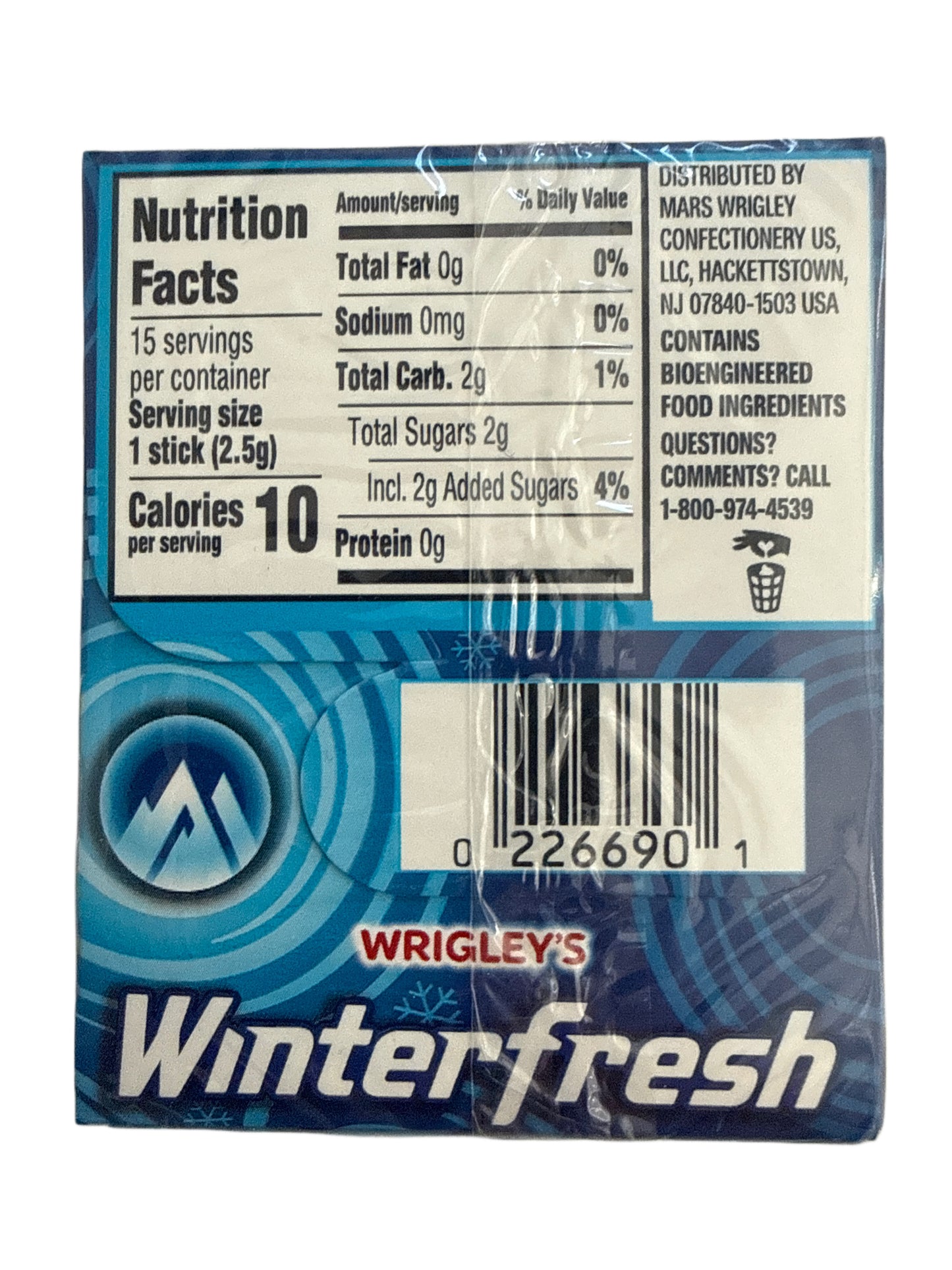 Chewing-gum Fraîcheur Hivernale de Wrigley 15 Bâtons - Édition américaine