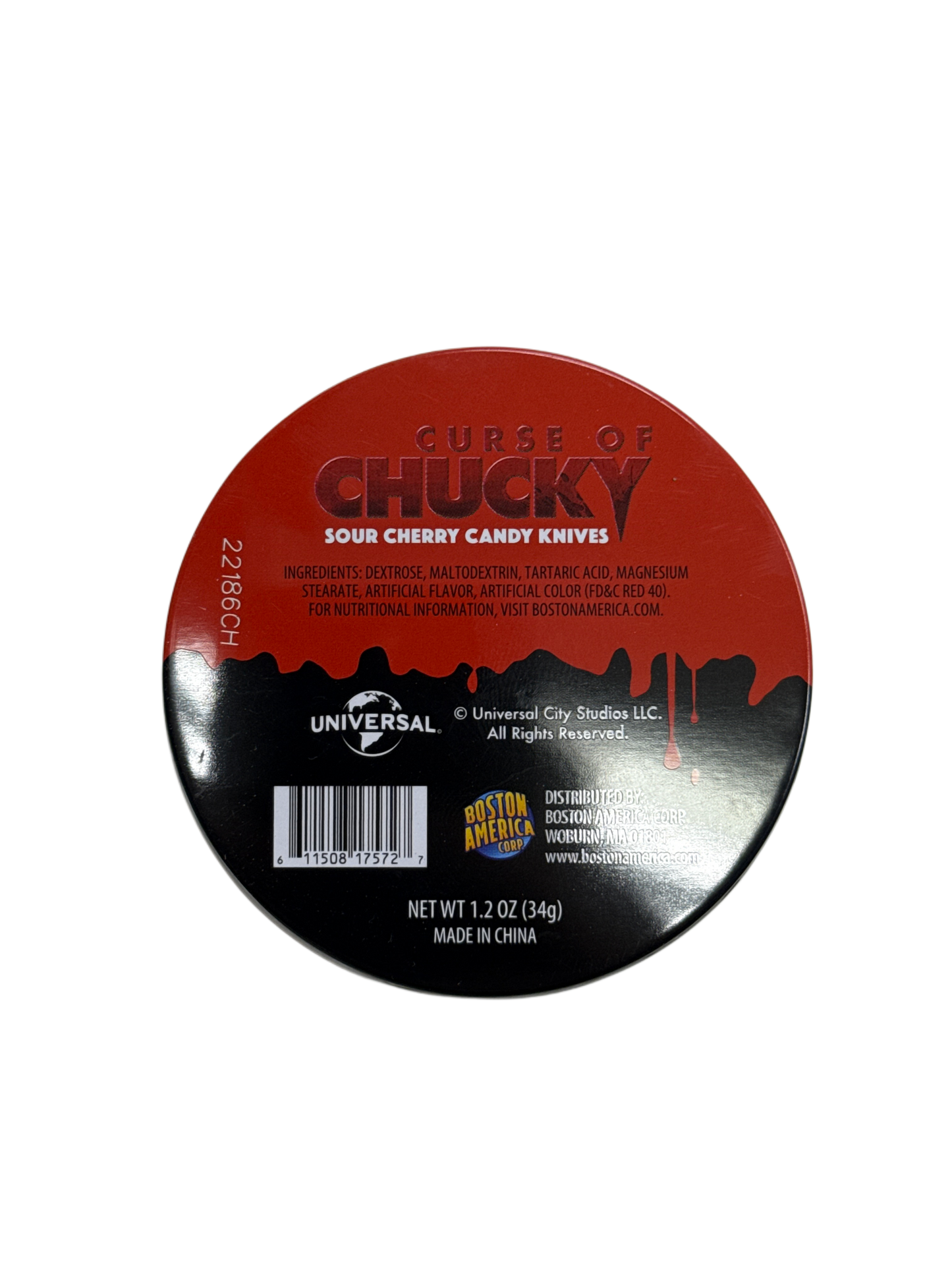 Curse Of Chucky Halloween Candy Tin Sour Cherry Flavour 34G - U.S Edition