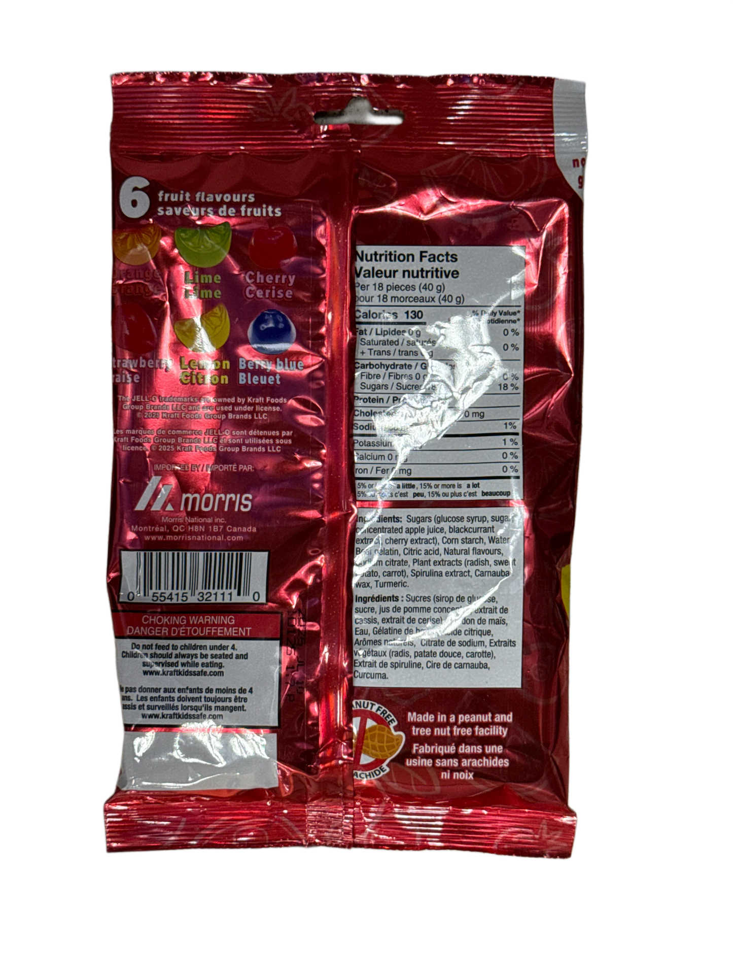 JELL-O Mixed Fruit Gummy Candy 120G - Canadian Edition