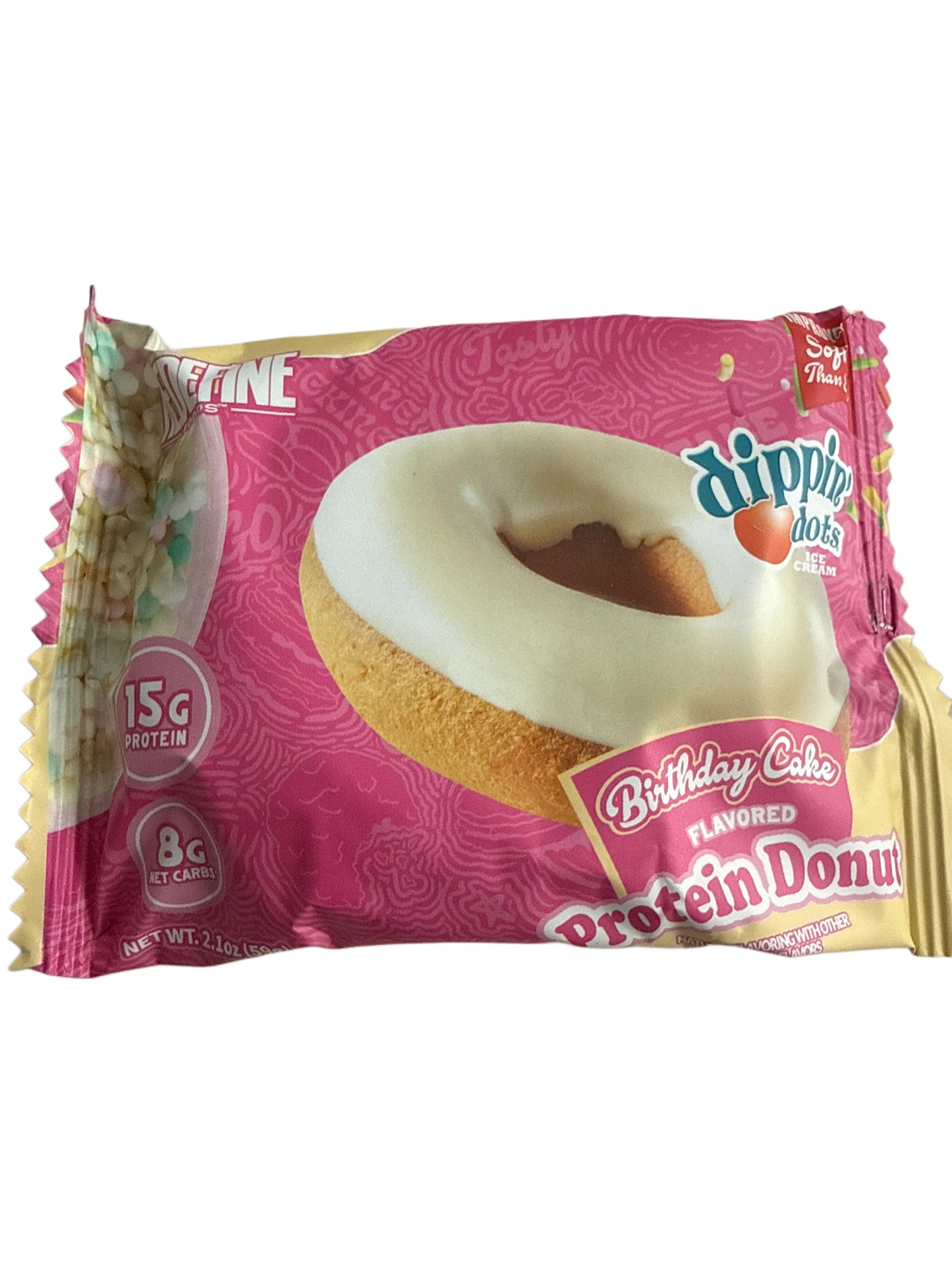 Dippin Dots 15 Gram Birthday Cake Protein Donut 75G - U.S Edition
