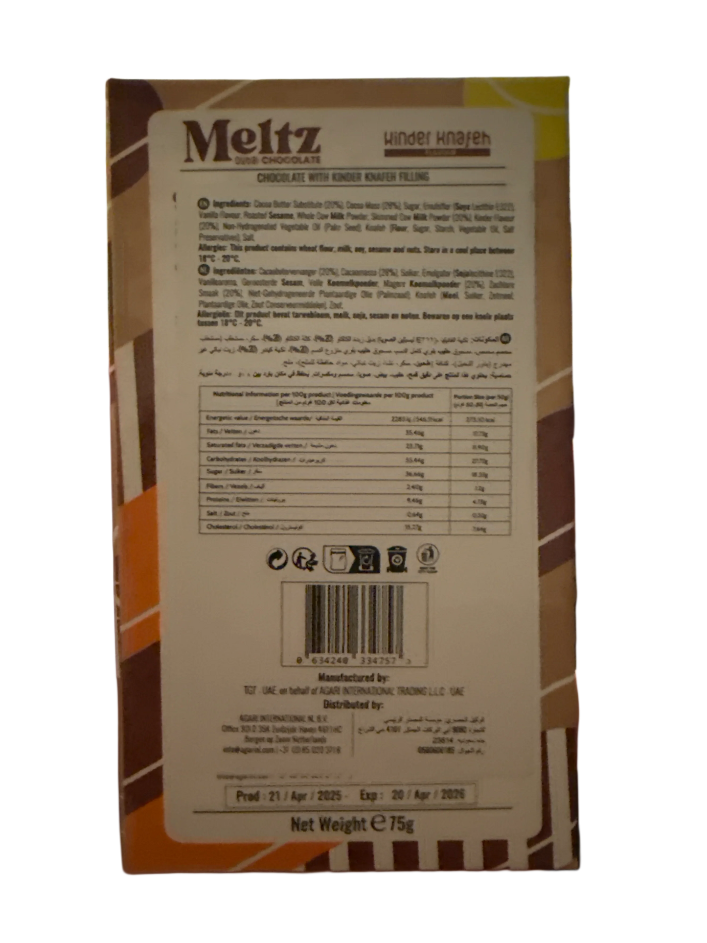 Meltz Dubai Chocolate Blueberry Cheesecake Knafeh Flavour 75G - Dubai Edition