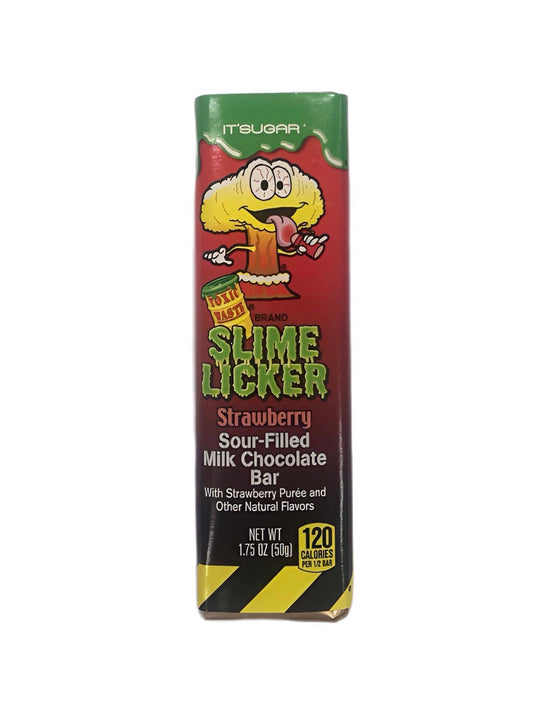 Toxic Waste Slime Licker Sour Filled Milk Chocolate Bar Strawberry 1.75OZ - Extreme Snacks
