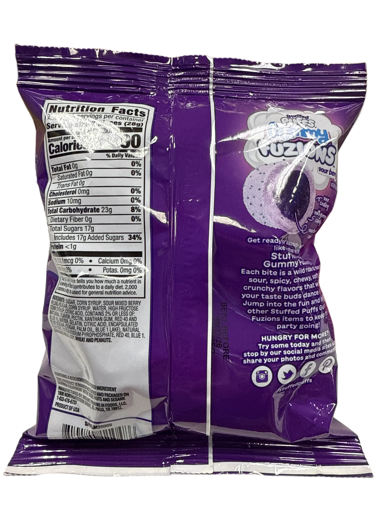 Stuffed Puffs Gummy Fuzions Marshmallow Acido ai Frutti di Bosco 123G – Edizione USA