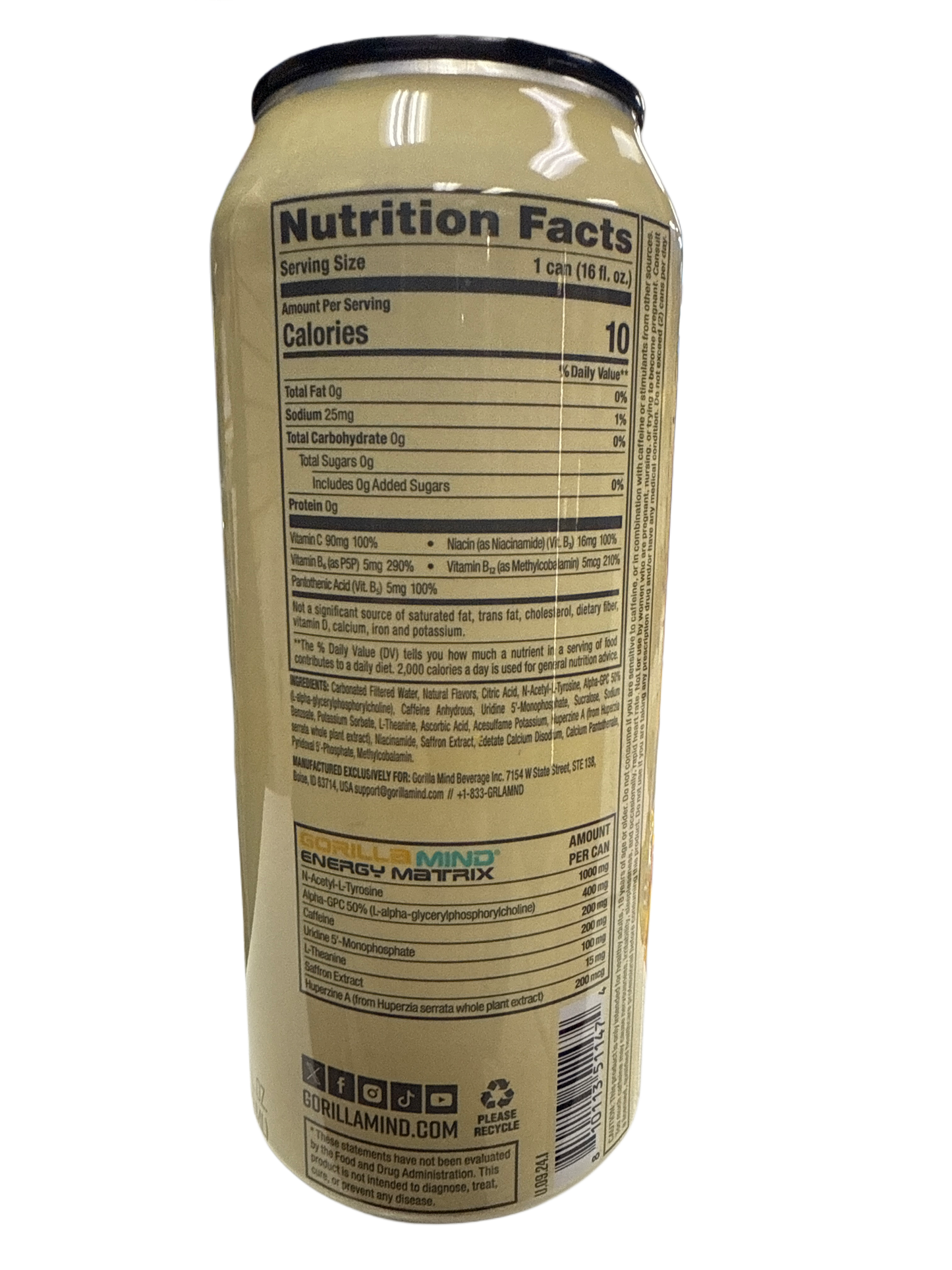 Bebida Energética Gorilla Minds White Gummy Bear 473ML - Edición EE. UU.