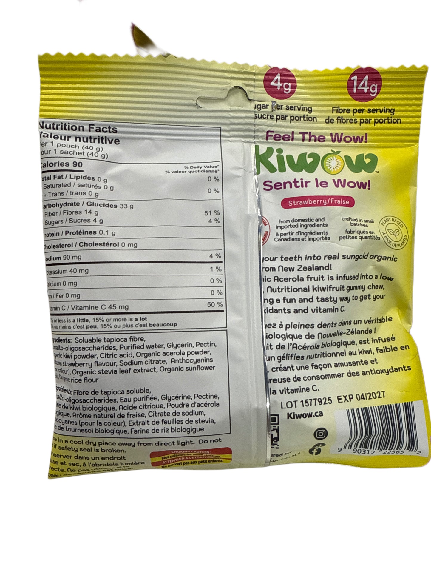 Kiwow Nutri-Gummies saveur kiwi et fraise 40G - Édition canadienne