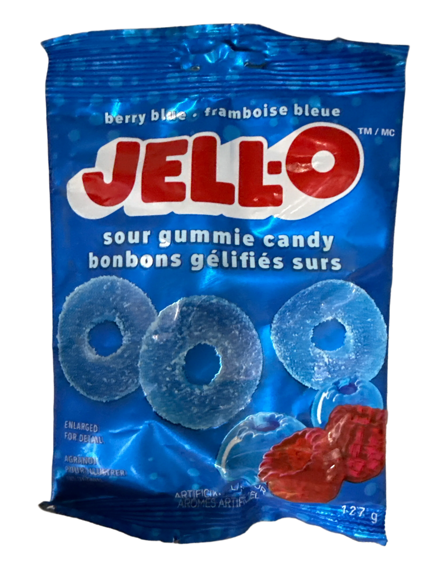 JELL-O Berry Blue Sour Gummy Candies 127G - Canadian Edition