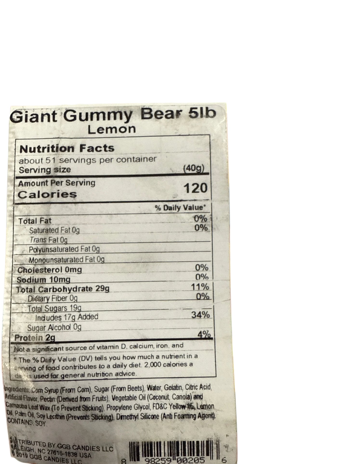5 Pound Lemon Flavoured Gummy Bear 2040G - U.S Edition