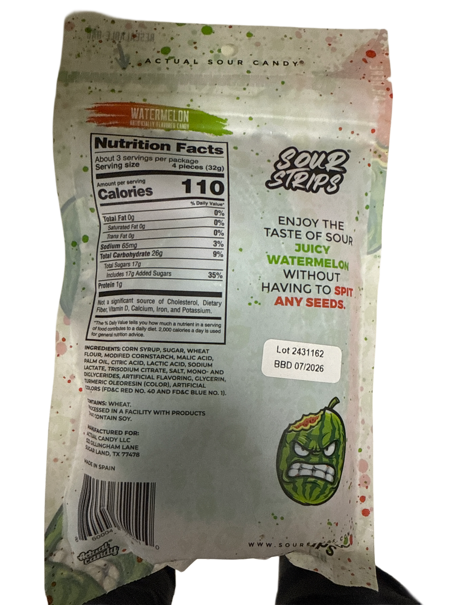 Sour Strips Watermelon 3.4OZ - U.S Edition