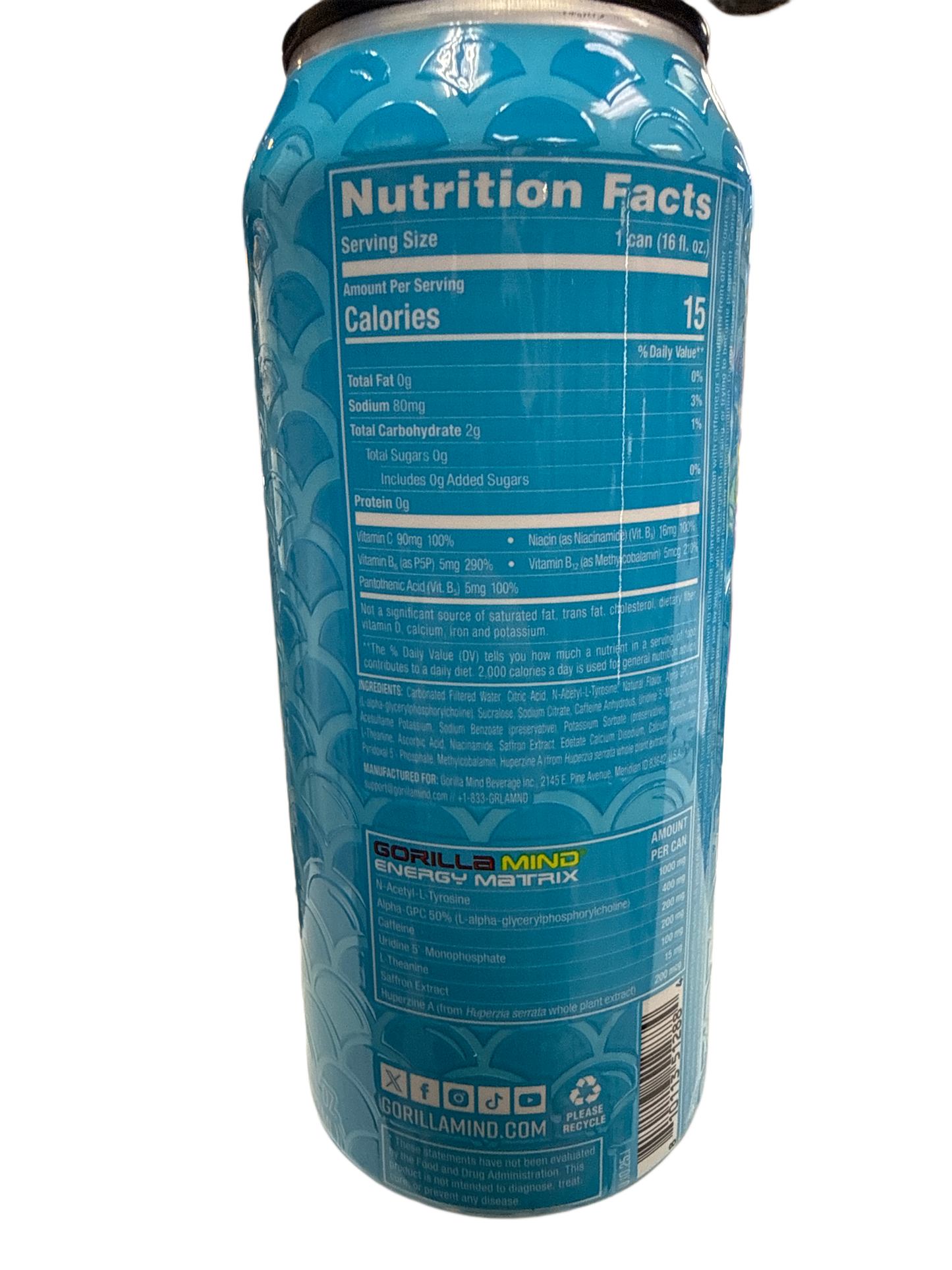 Bebida Energética de Gomitas de Pescado Roja Gorilla Minds 473ML - Edición EE. UU.