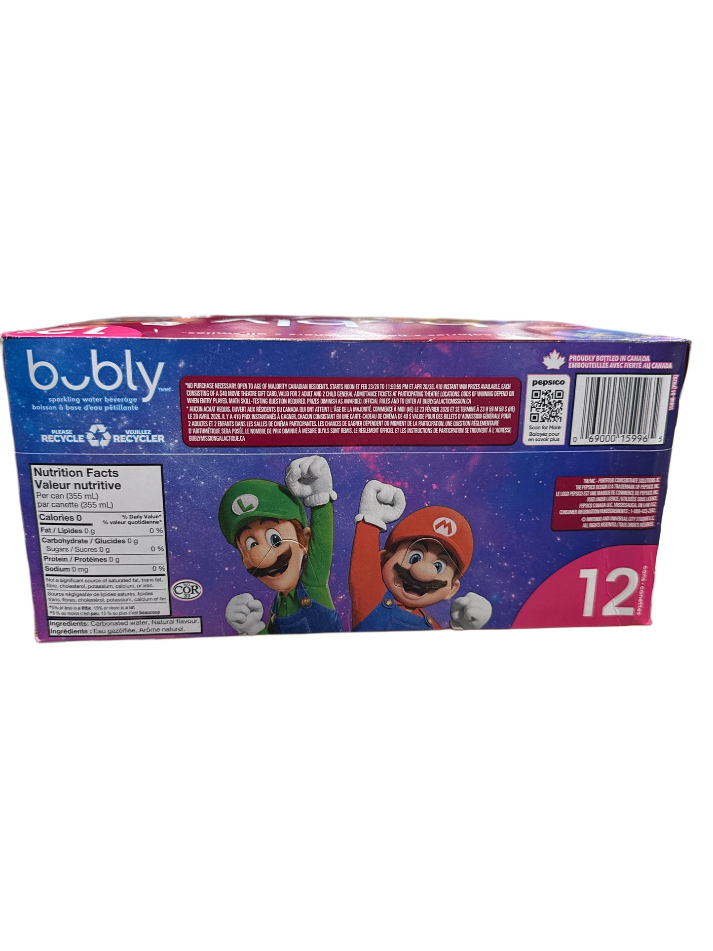 Bubly Limited Edition Super Mario Galaxy Lime 12 X 355ML - Canadian Edition