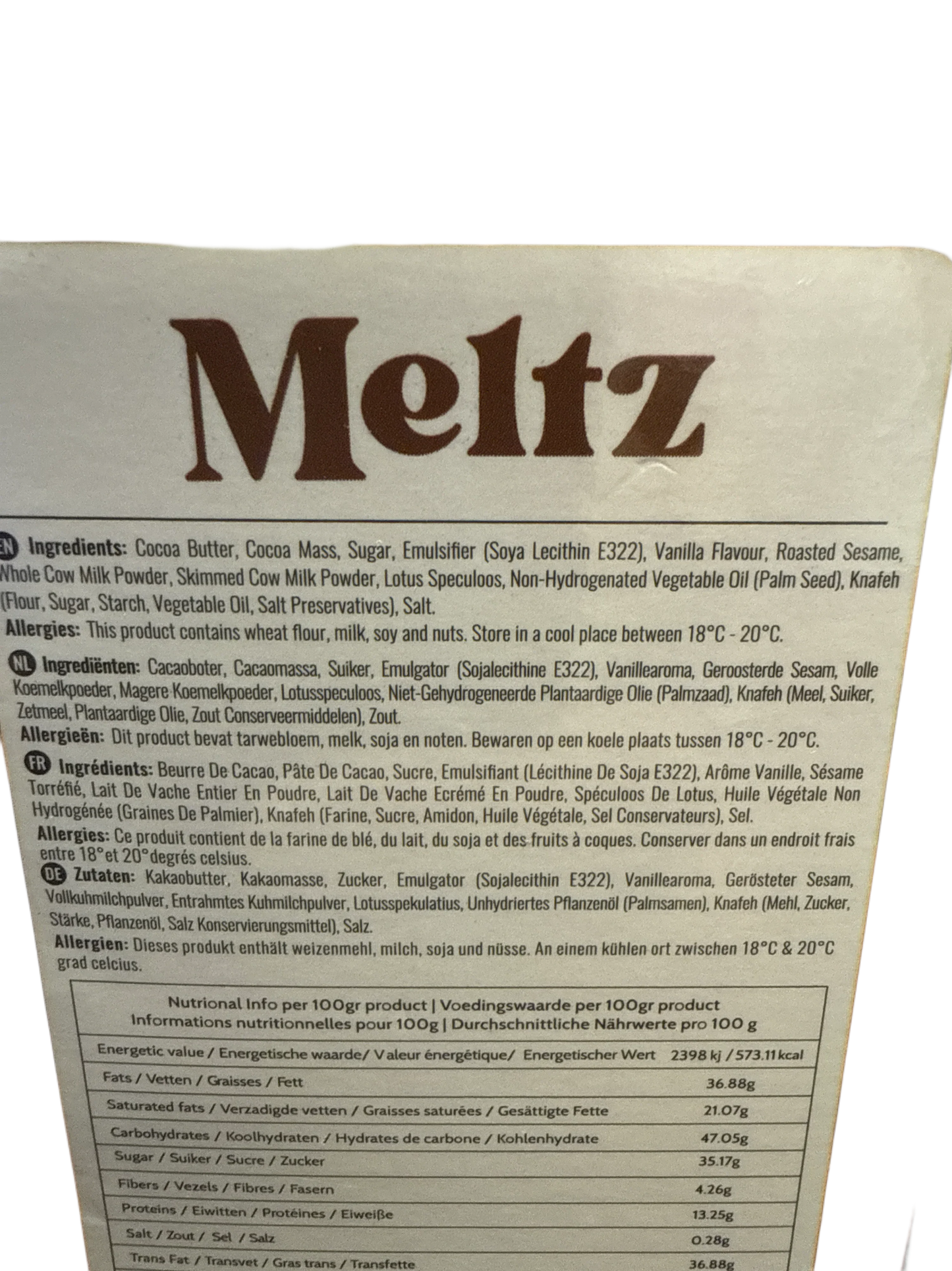 Meltz Dubai Chocolate Lotus Knafeh Flavour 192G - Dubai Edition