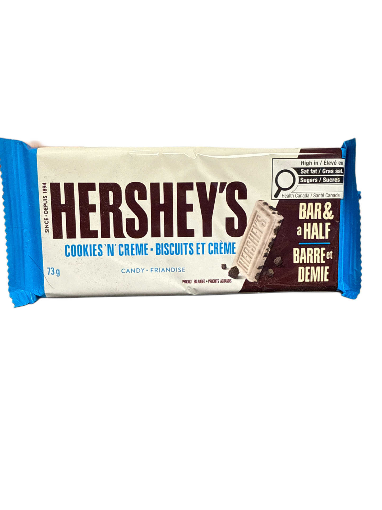 Hershey's King Size Cookies N Crème Chocolat 73G - Édition Canadienne