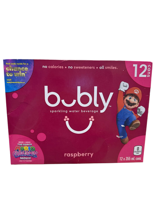 Bubly Limited Edition Super Mario Galaxy Raspberry 12 X 355ML - Canadian Edition