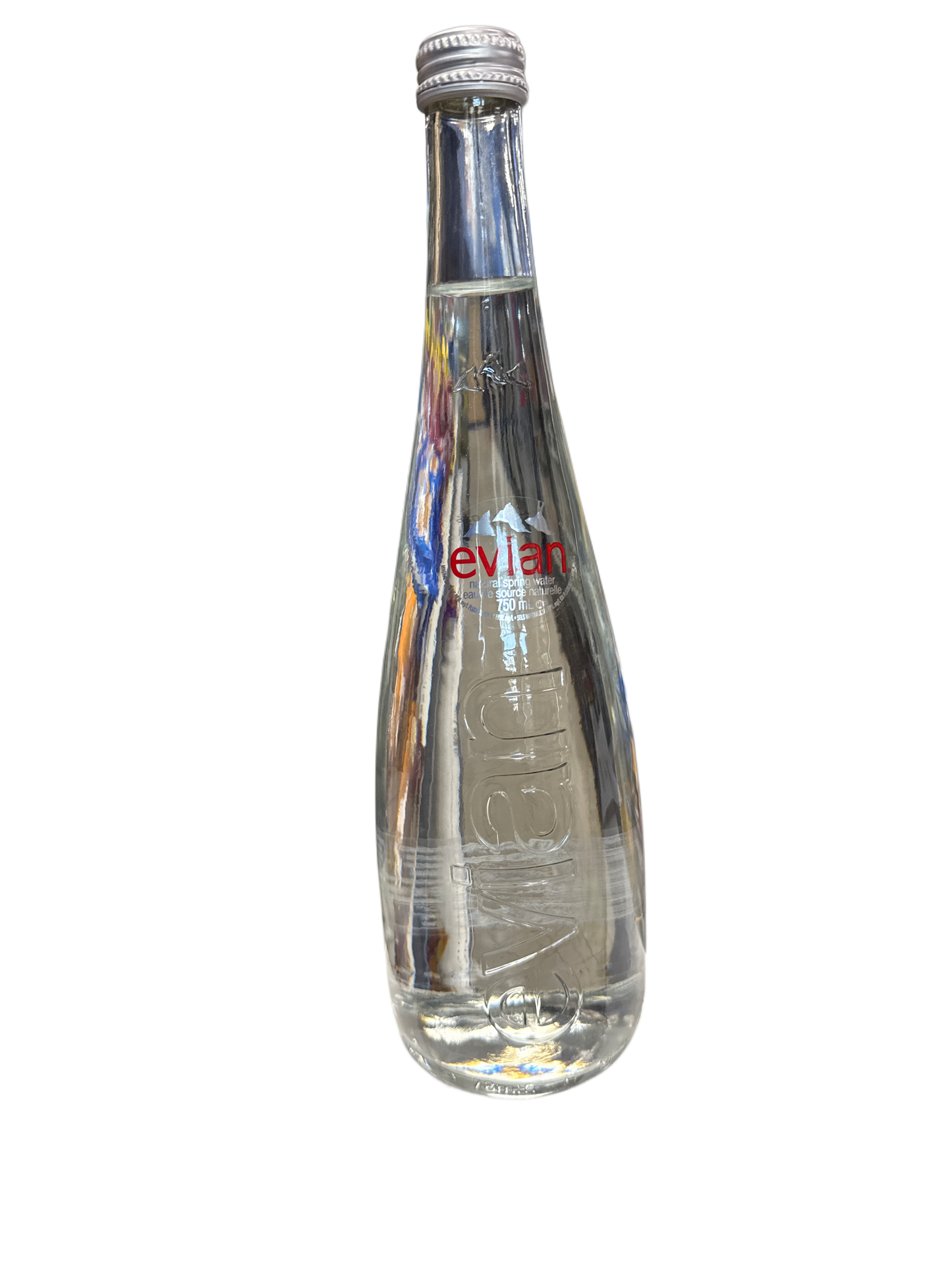 Evian Natural Spring Water Glass Bottle 750ML - French Edition