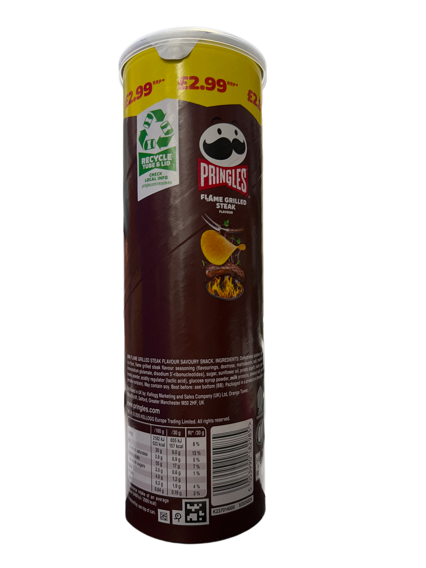 Pringles Flame Grilled Steak Flavour 165G - U.K Edition