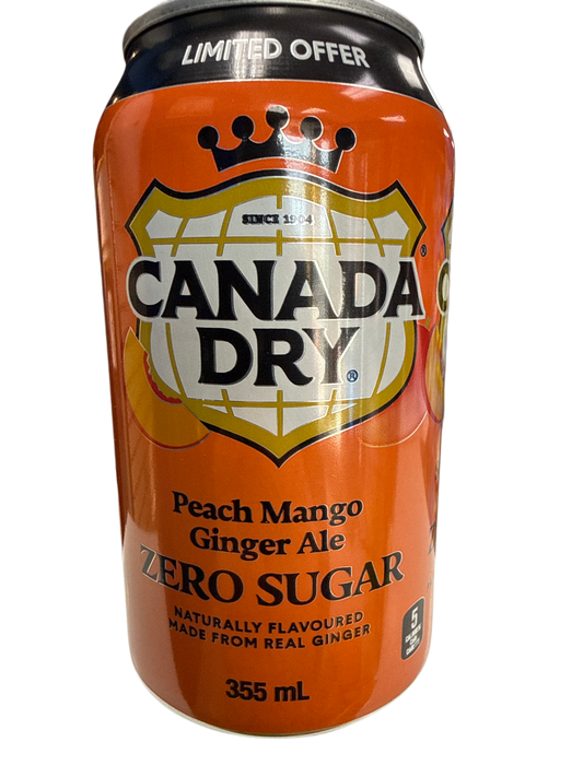 Canada Dry Ginger Ale allo Zenzero con Pesca e Mango Zero Zuccheri 355ML - Edizione Canadese