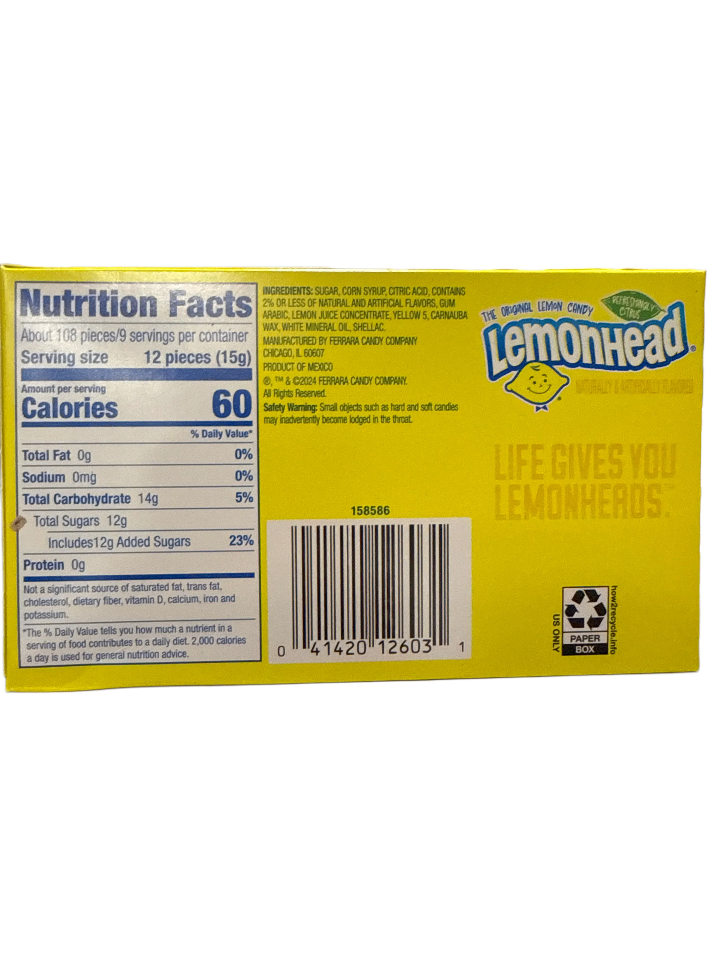 Lemonhead Theatre Box Candies 142G - Canadian Edition