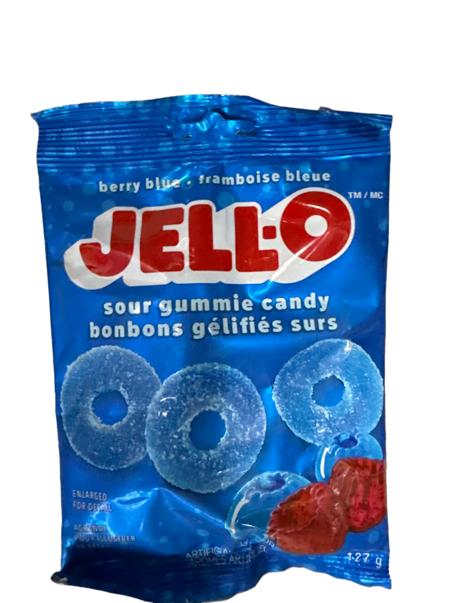 JELL-O Berry Blue Sour Gummy Candies 127G - Canadian Edition