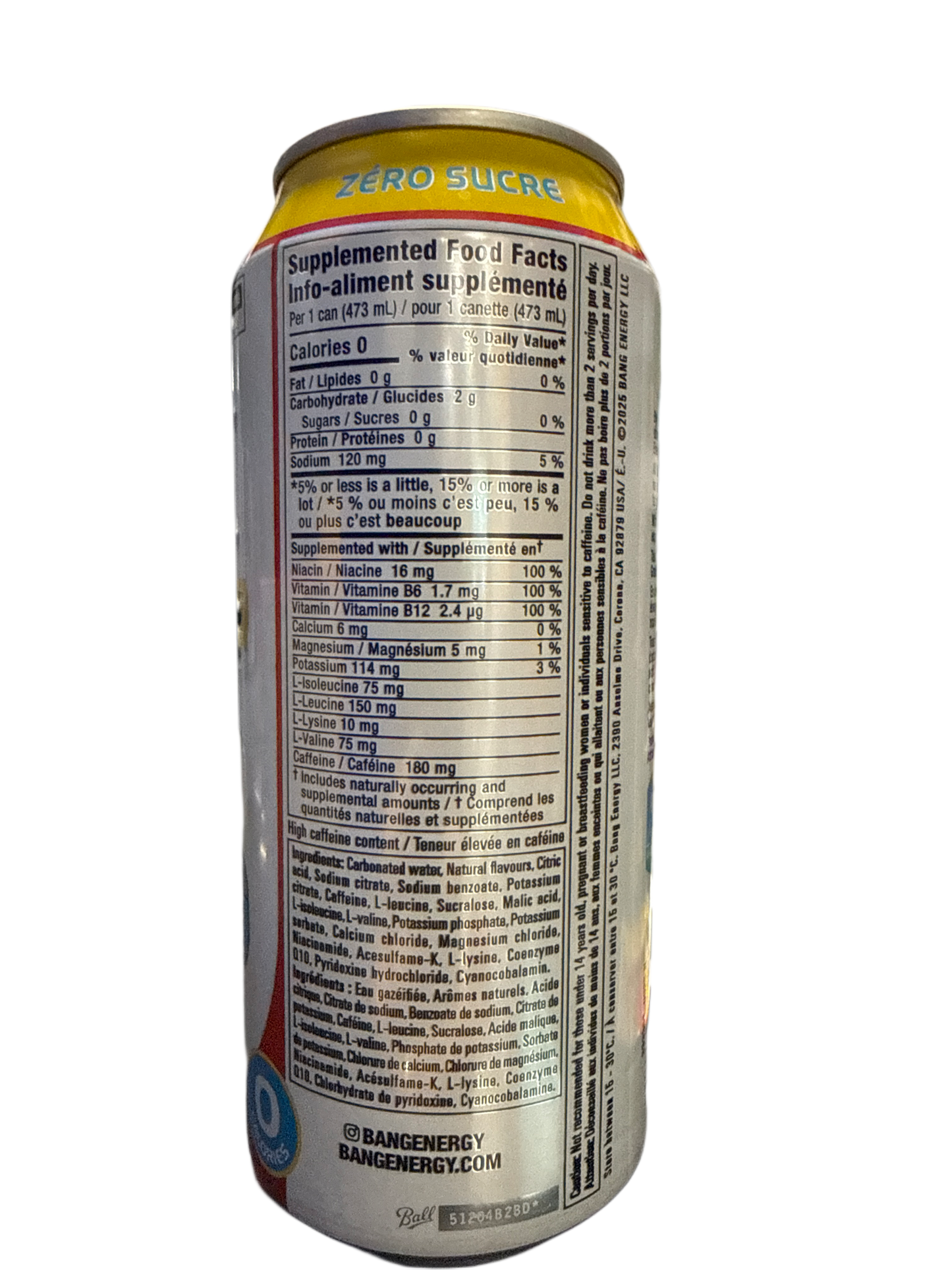 Bang Zero Sugar Sour Ropes Energy 473ML - Canadian Edition