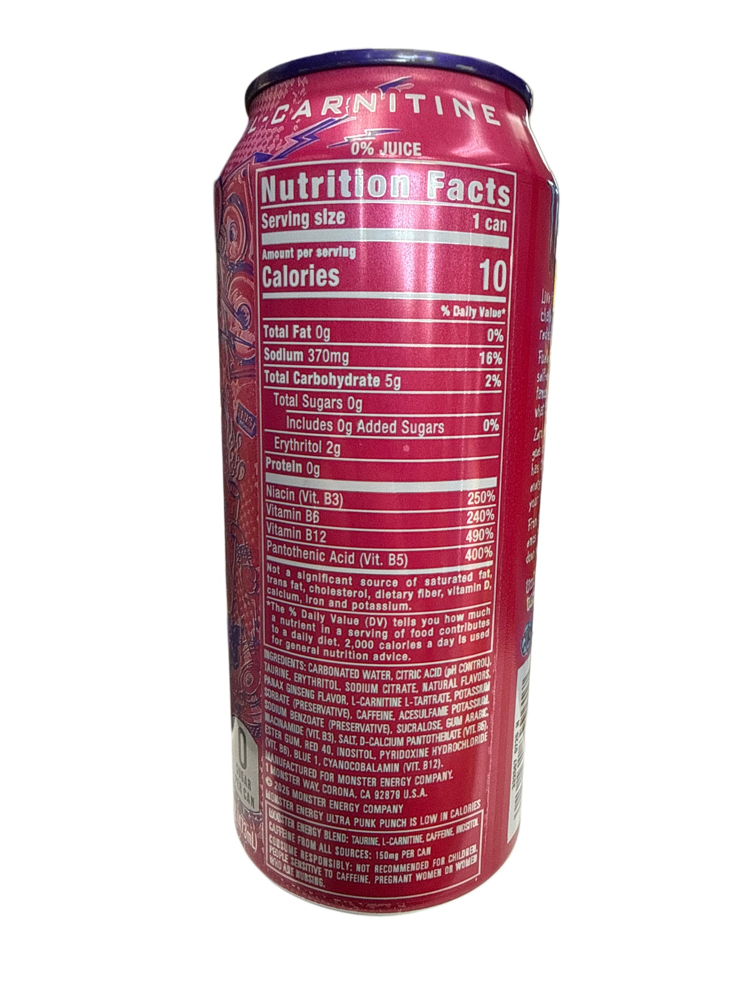 Monster Zero Sugar Ultra Punk Punch Energy 473ML - U.S Edition