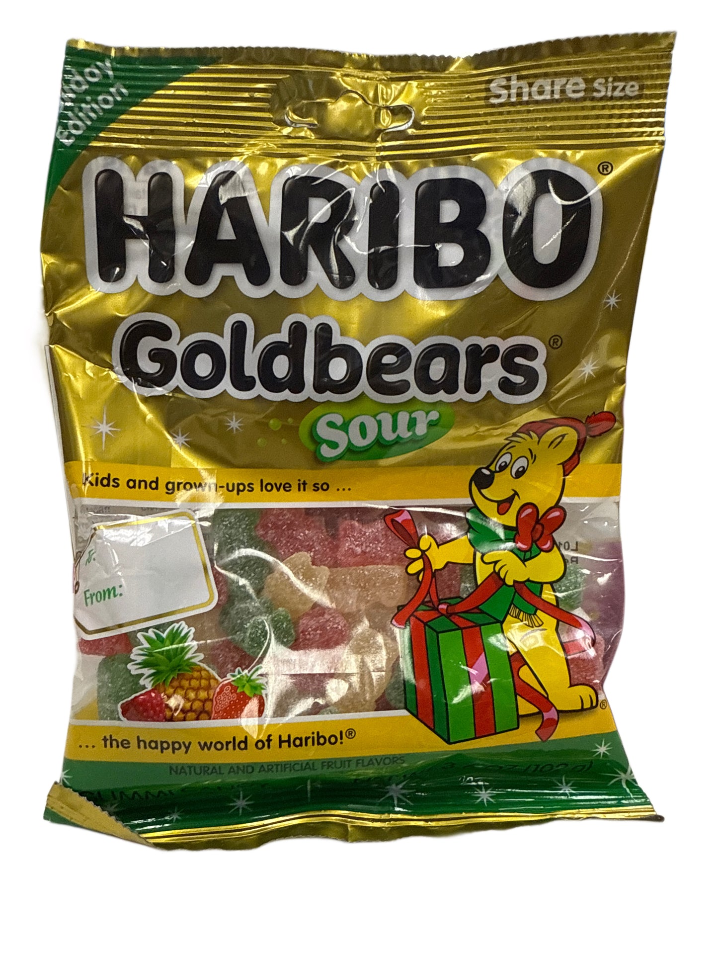 Haribo Oursons d'Or Acides de Noël 102G - Édition U.S