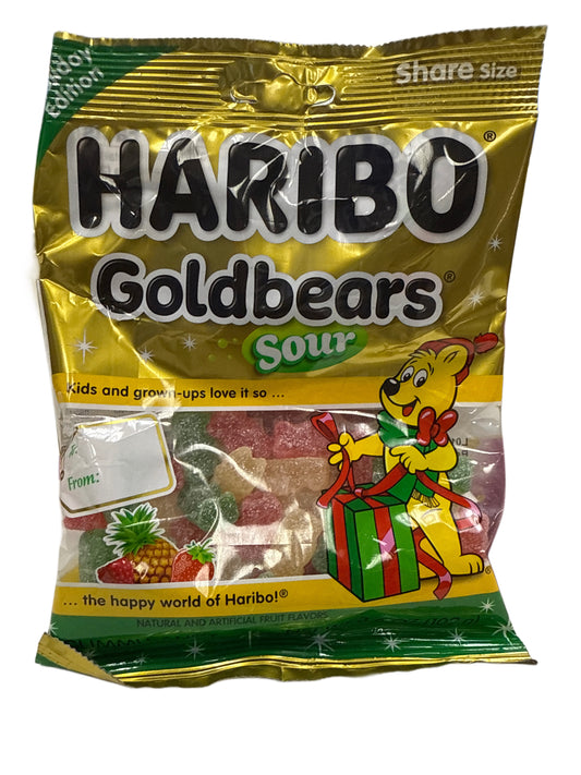 Haribo Oursons d'Or Acides de Noël 102G - Édition U.S