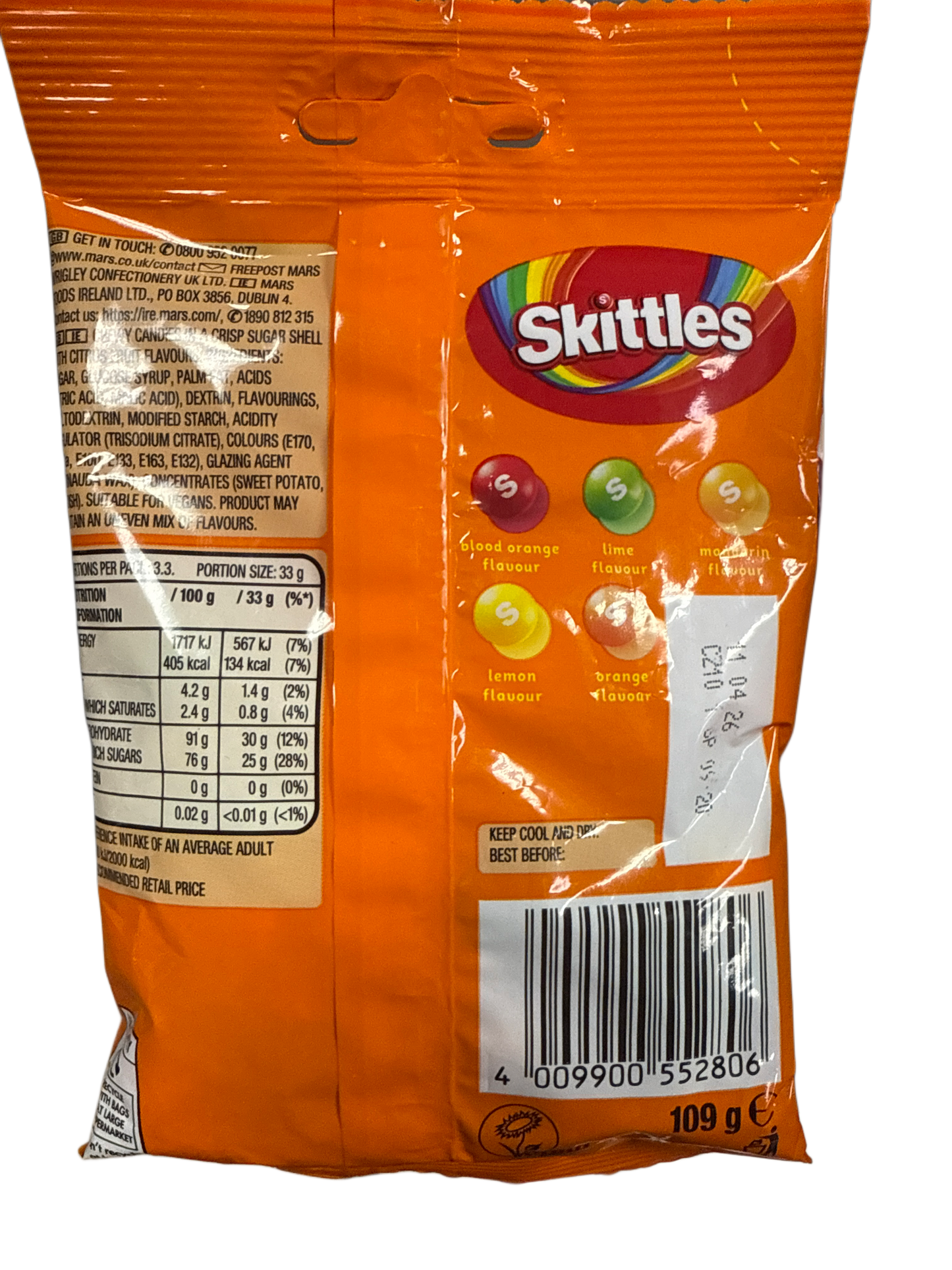 Skittles Citrus Flavour 109G - U.K Edition