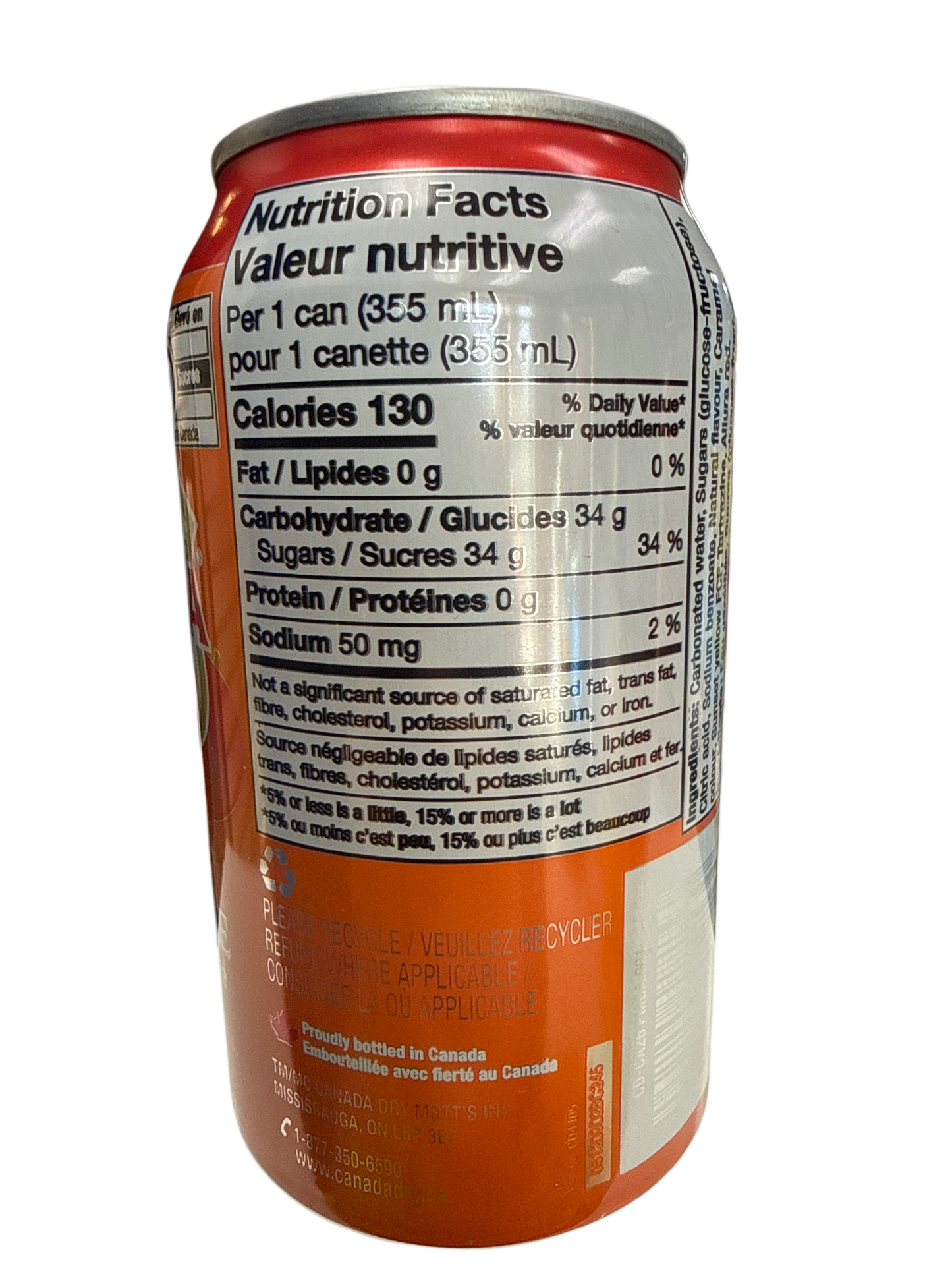 Canada Dry Ginger Ale de Durazno, Mango y Jengibre 355ML - Edición Canadiense