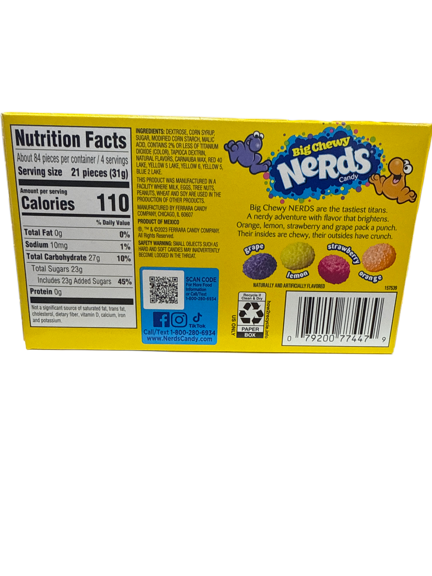 Caja grande masticable Nerds para teatro 120G - Edición EE. UU.