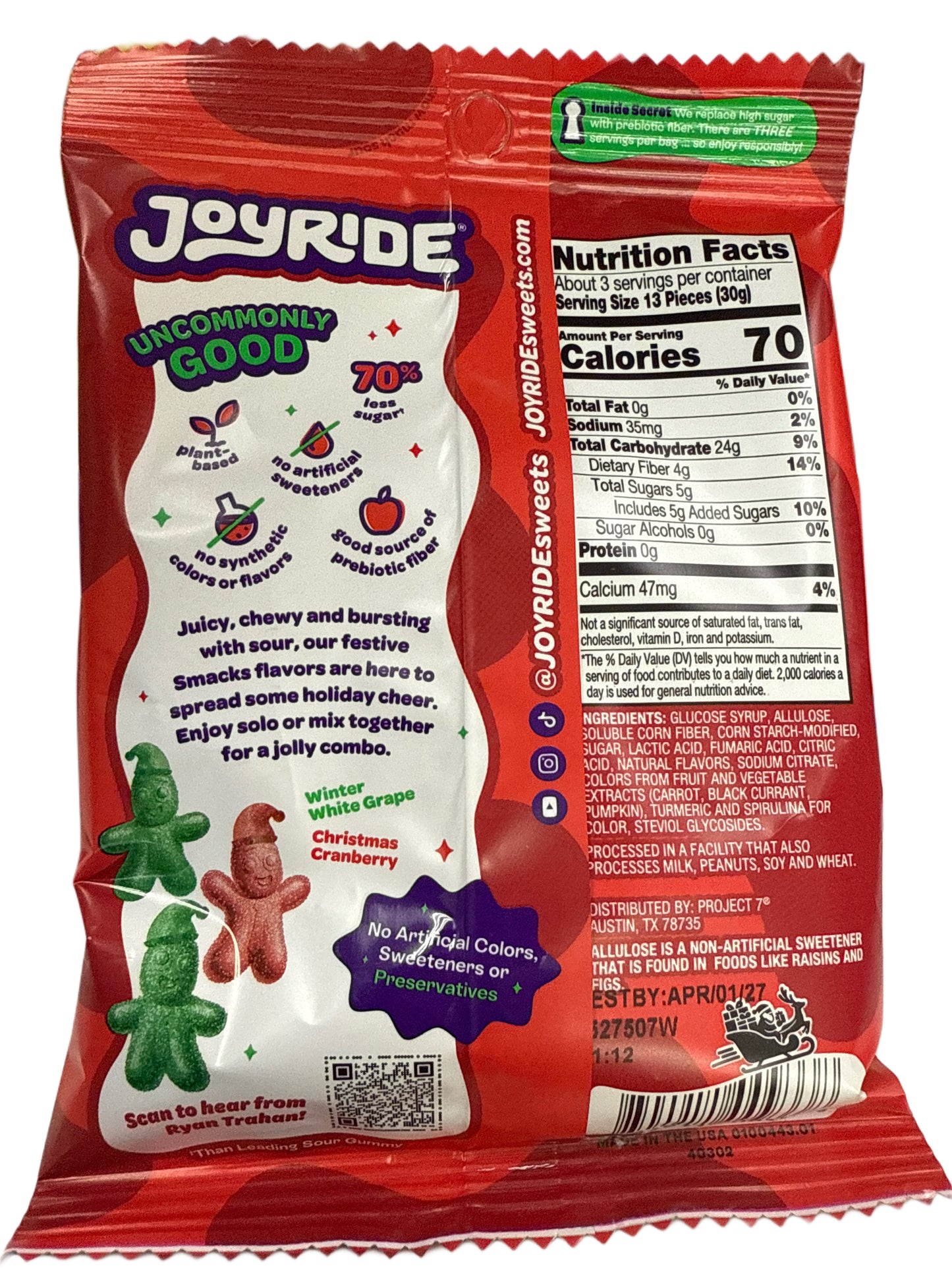 Joyride Sour Smacks Kerst Sour Santa Smacks 99G - U.S Editie