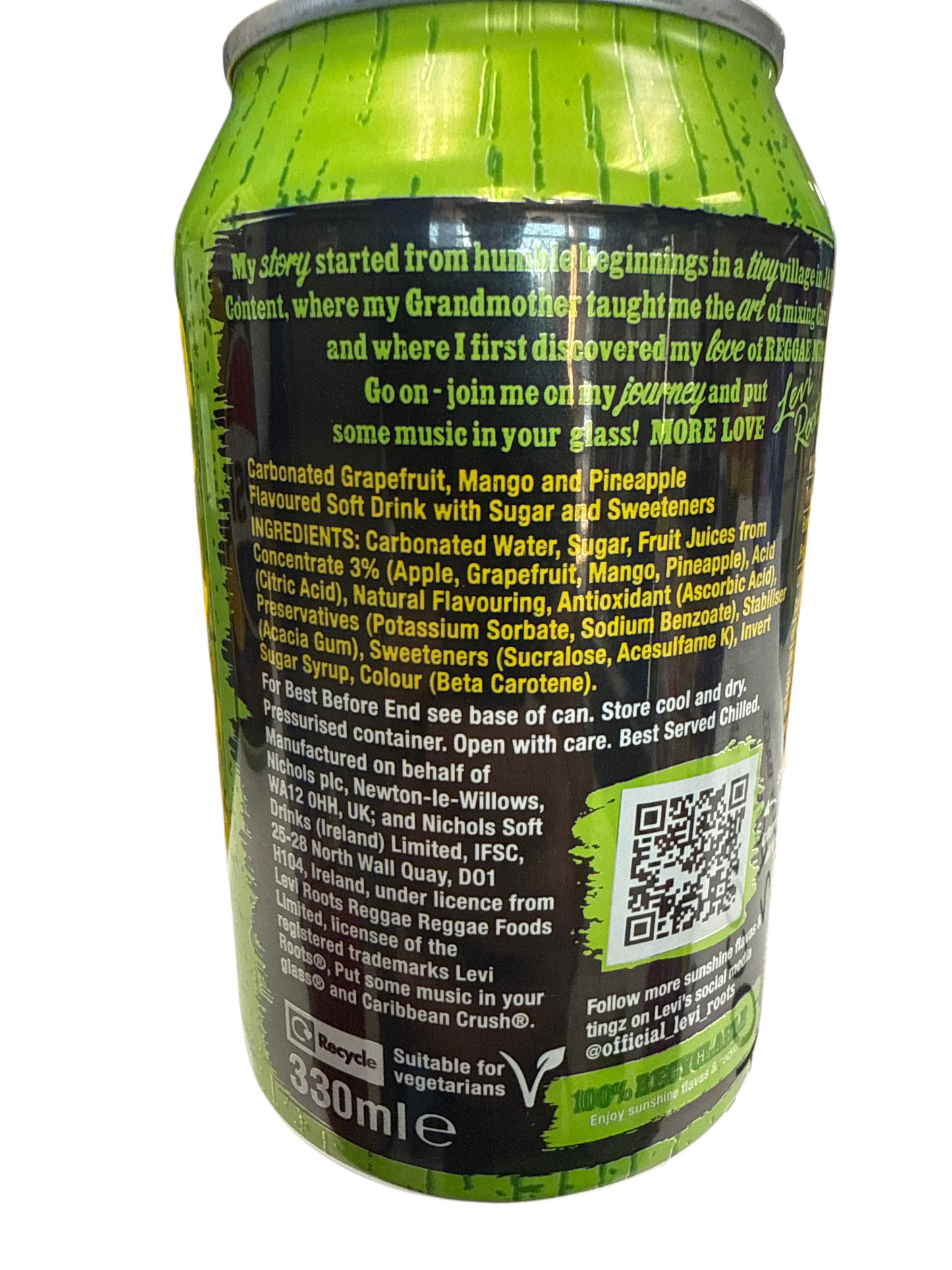 Levi Roots Caribbean Crush Grapefruit Mango Pineapple Flavour 355 ML - U.K Edition