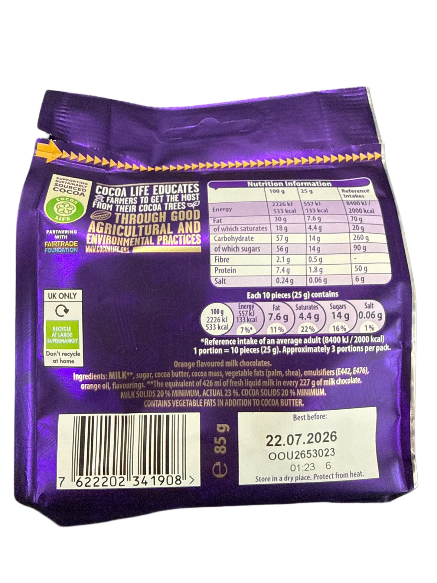 Dairy Milk Buttons Orange Flavour 85G - U.K Edition