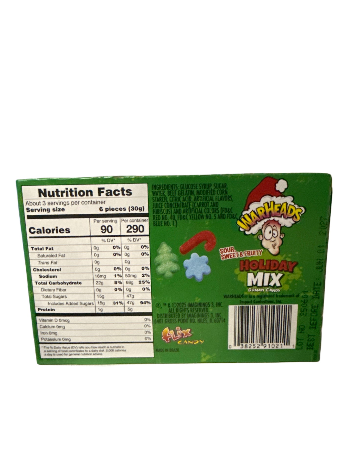 Warheads Christmas Holiday Mix Theatre Box 85G - Brazil Edition