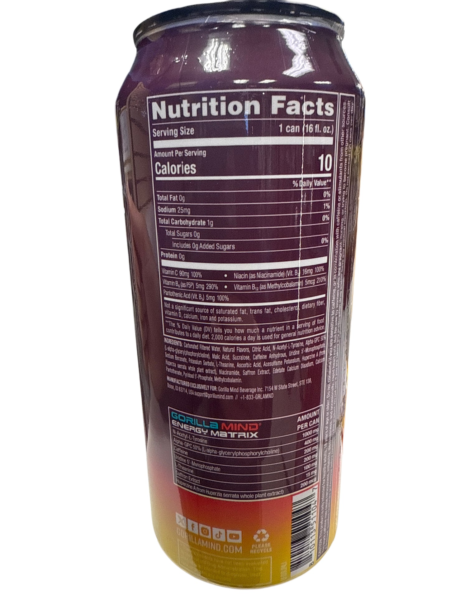 Bebida Energética Gorilla Minds Blackberry Lemonade 473ML - Edición EE. UU.