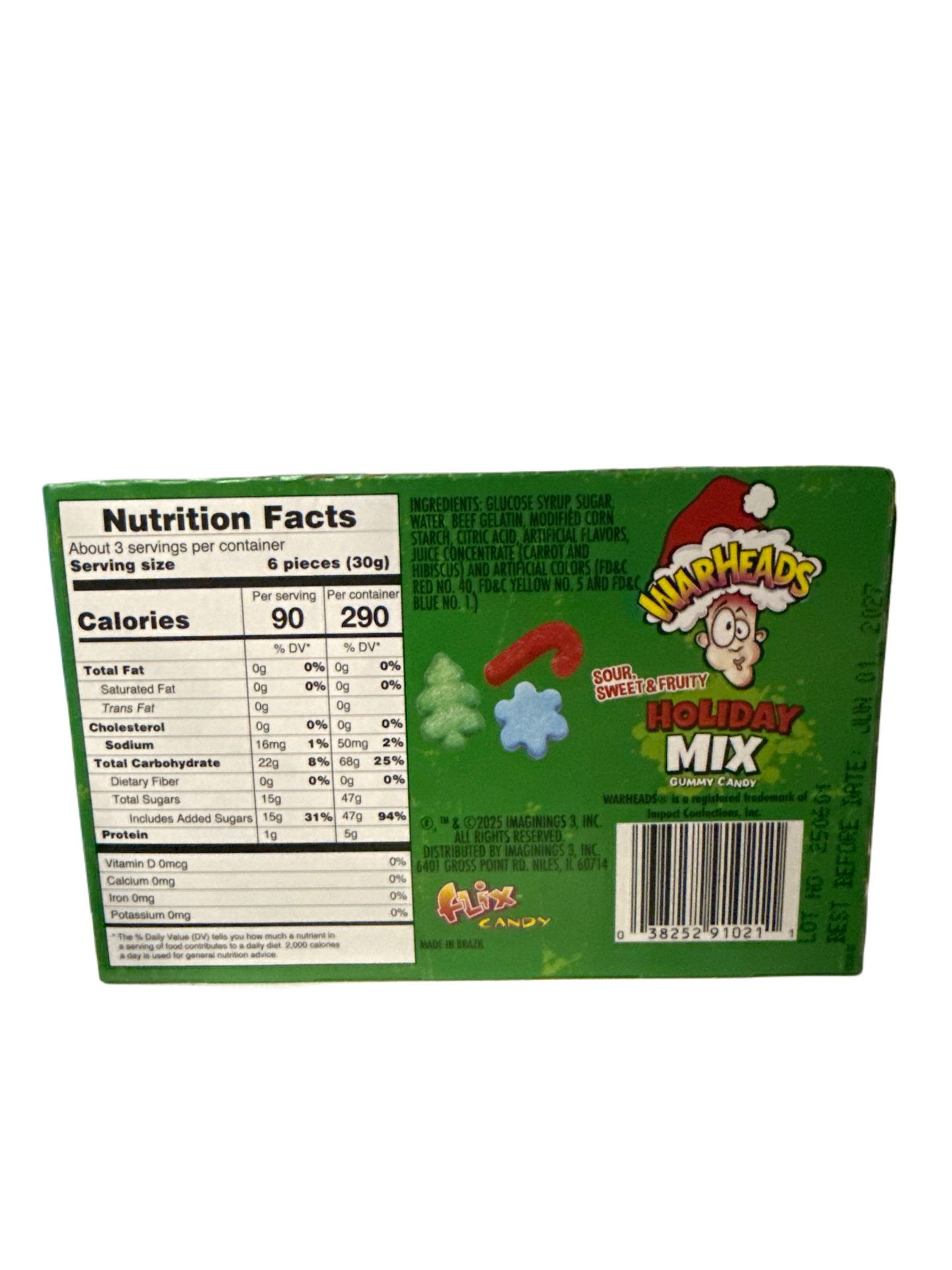Warheads Christmas Holiday Mix Theatre Box 85G - Brazil Edition