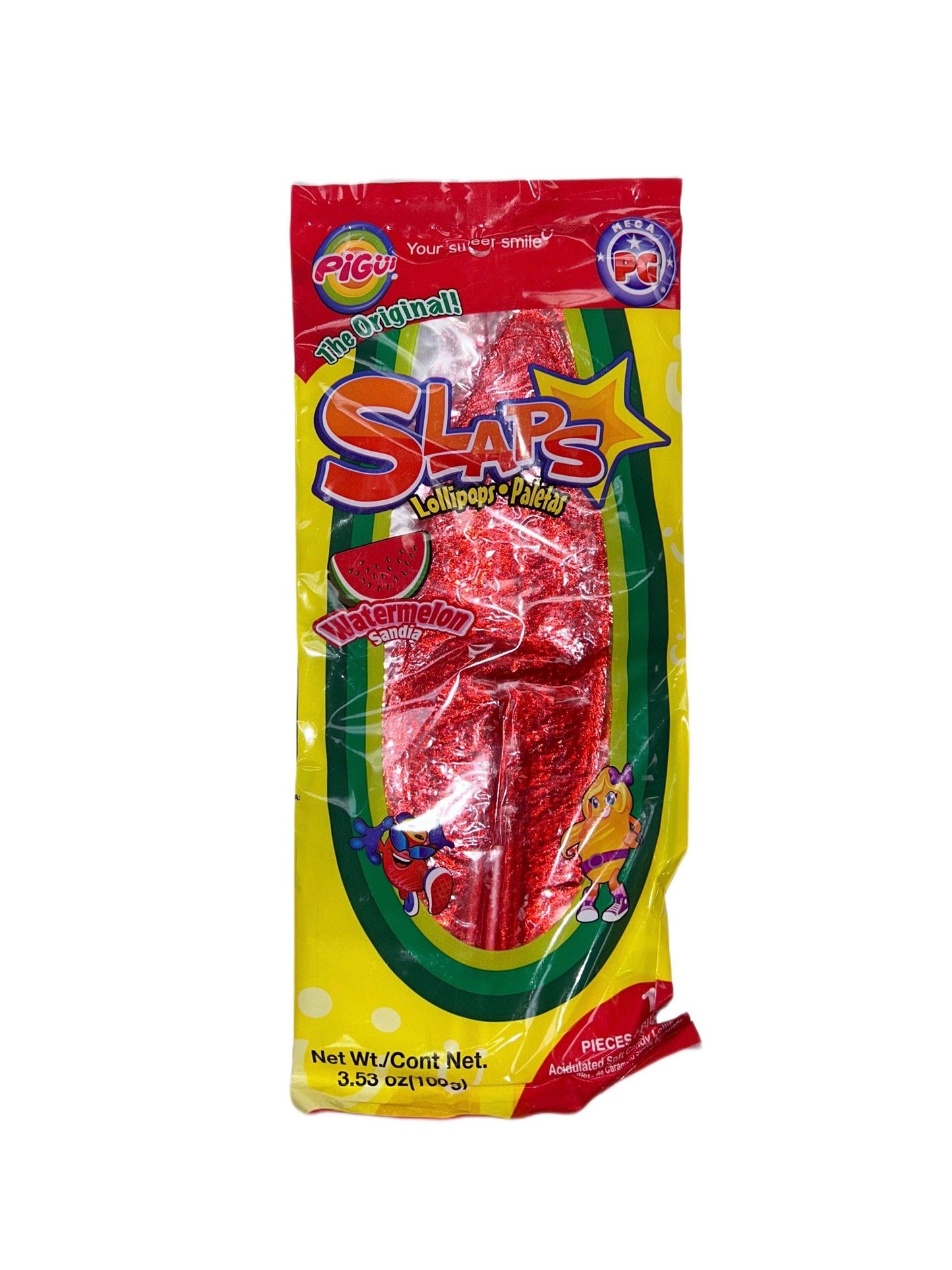 Pigüi Slaps Taffy Lollipops 10 Pack - Watermelon (100g): Mexican - Extreme Snacks