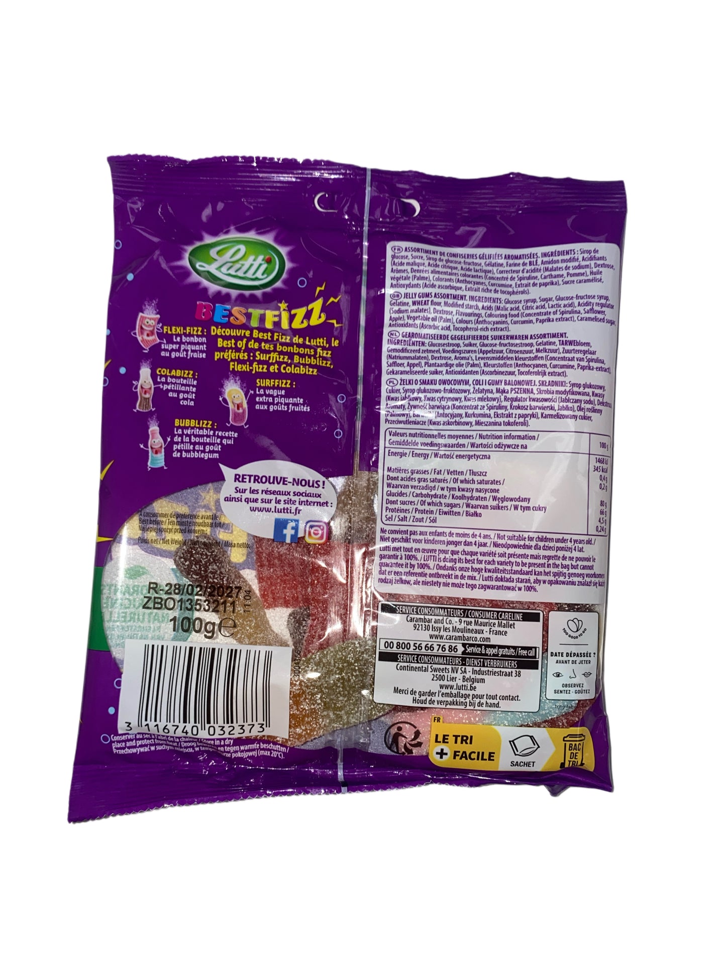 Caramelos Lutti Bestfizz 100g – Edición Francia