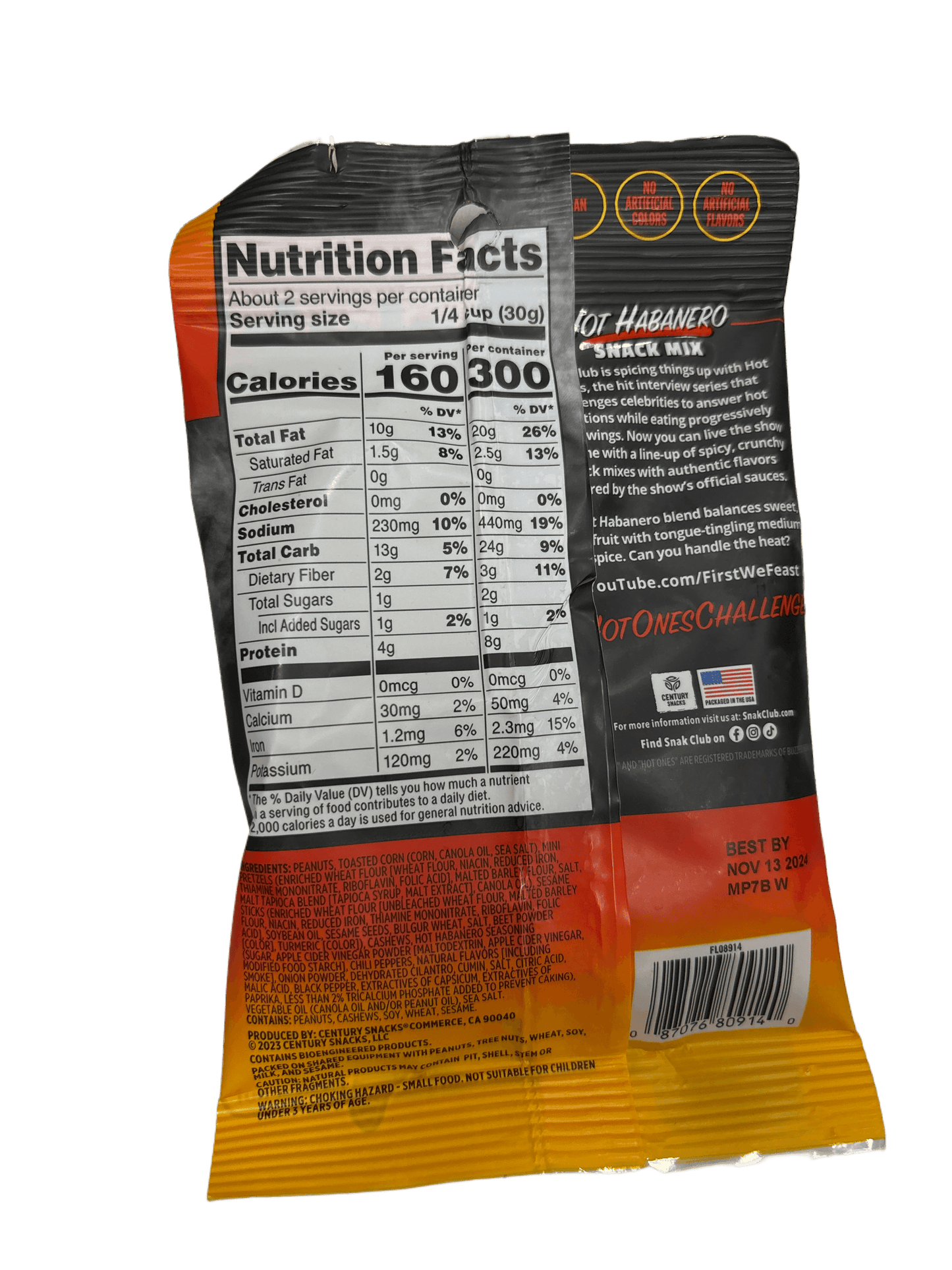 Snak Club Hot Ones Hot Habanero Snack Mix 2OZ