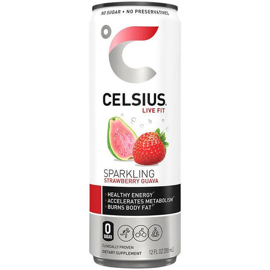 Celsius Live Fit Energy Sparkling Water - Strawberry Guava - Extreme Snacks