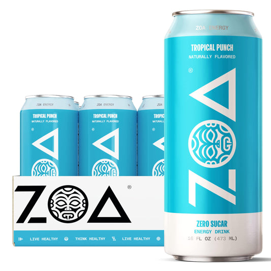 Dwayne "The Rock" Johnson ZOA Energy Drink Blue Can Tropical Punch - Extreme Snacks